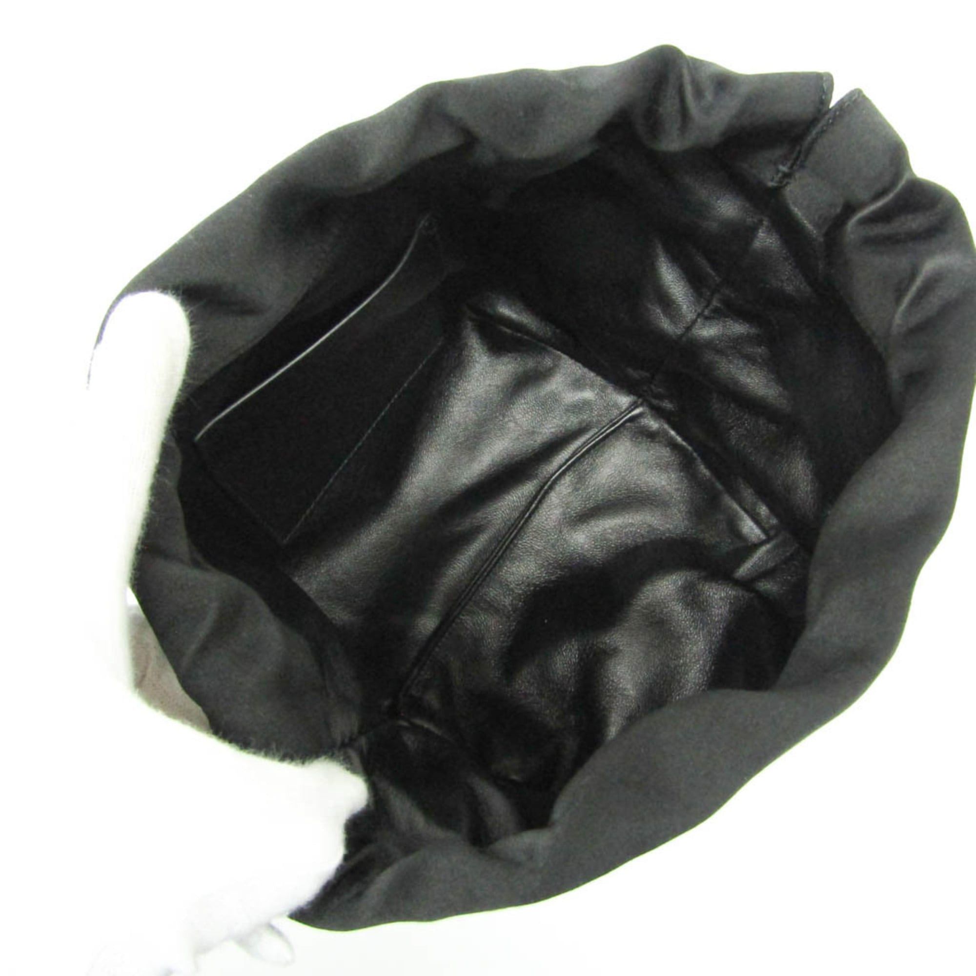Jil Sander Drawstring Bag Women's Leather,Satin Shoulder Bag Black