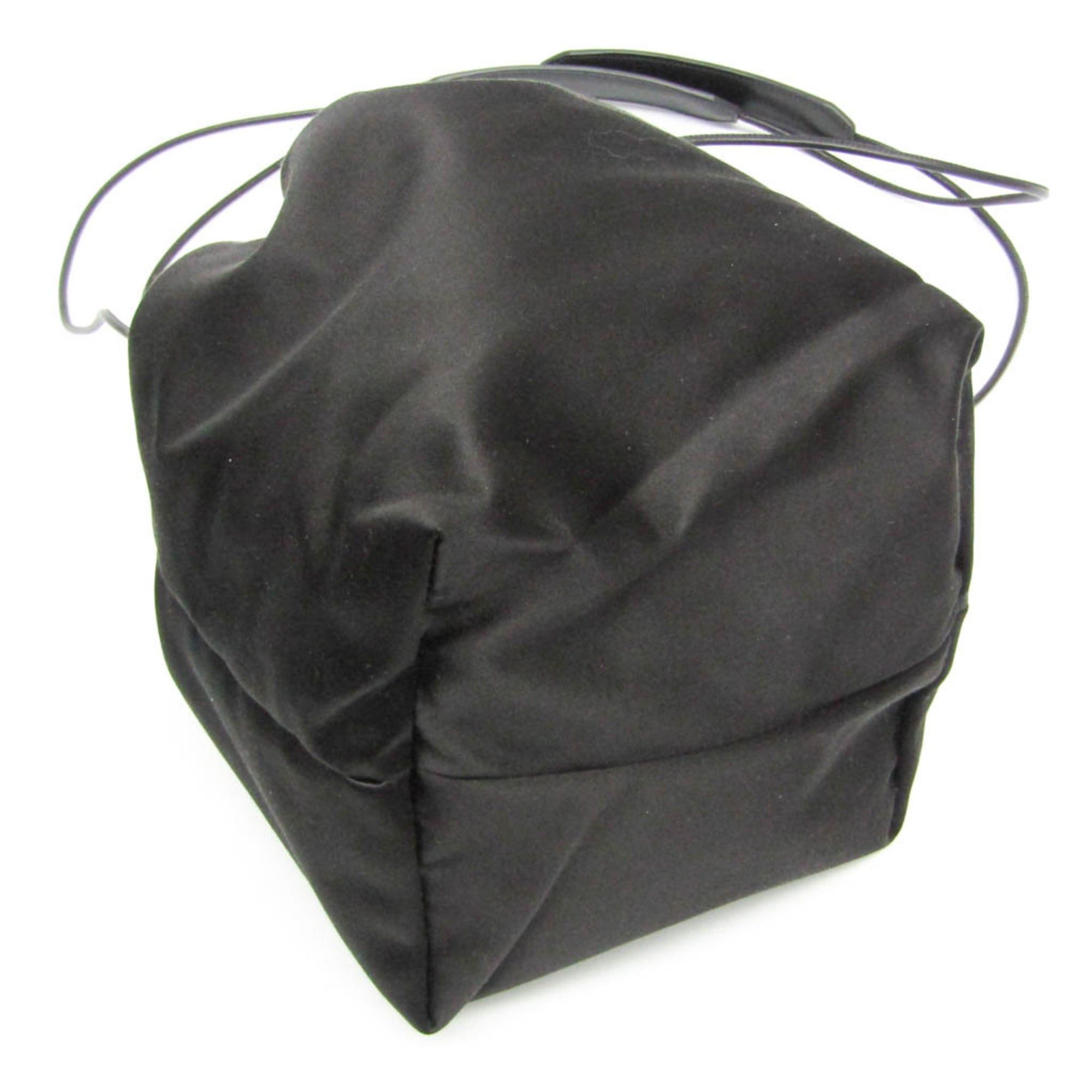 Jil Sander Drawstring Bag Women's Leather,Satin Shoulder Bag Black