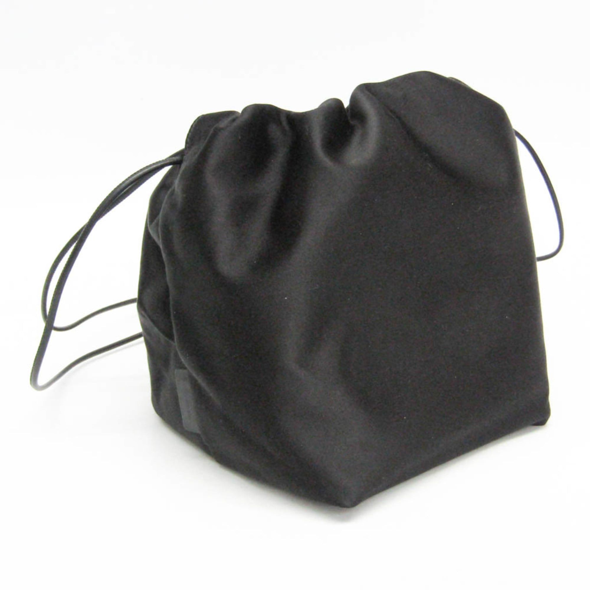Jil Sander Drawstring Bag Women's Leather,Satin Shoulder Bag Black
