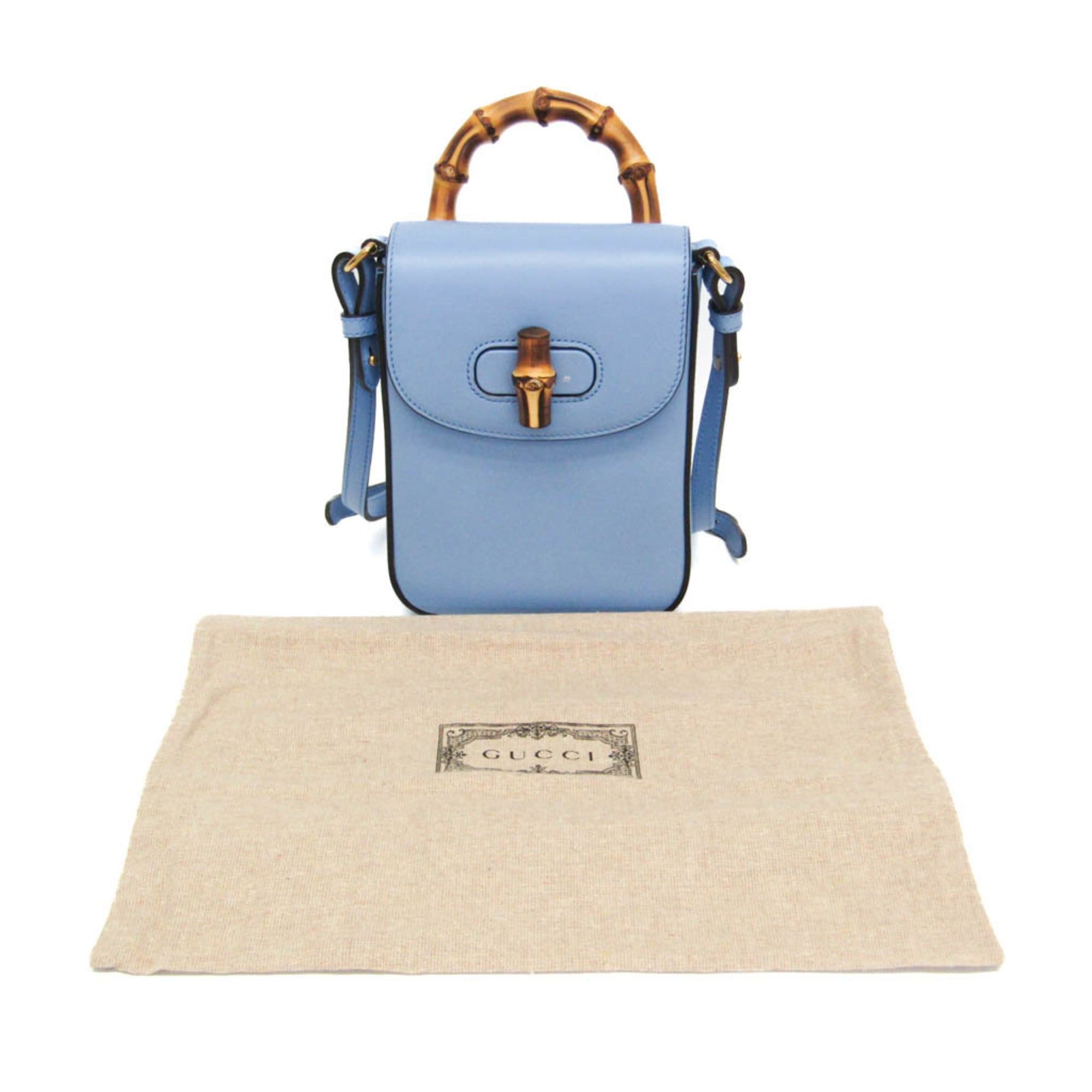 Gucci Gucci Bamboo 702106 Women's Leather Backpack,Handbag,Shoulder Bag Blue Size ONE SIZE - 2 Thumbnail