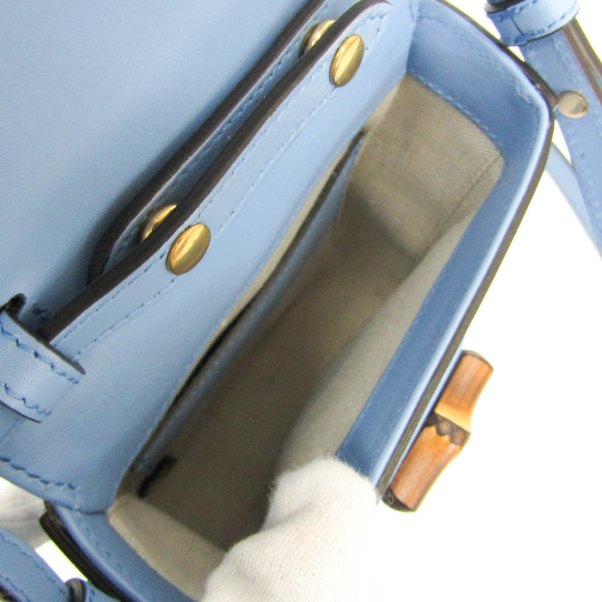 Gucci Gucci Bamboo 702106 Women's Leather Backpack,Handbag,Shoulder Bag Blue Size ONE SIZE - 4 Thumbnail