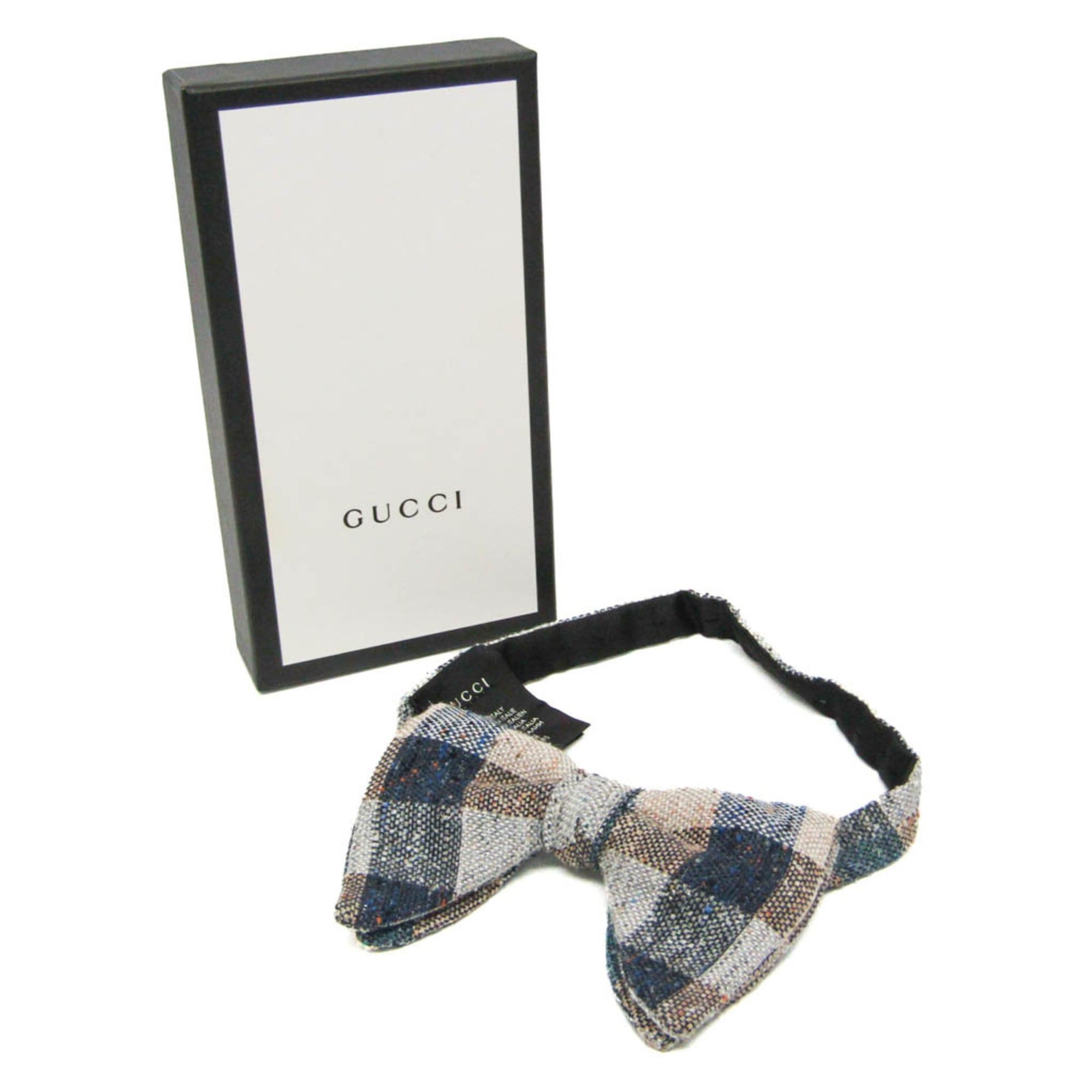 Gucci Gucci Boy Silk Cotton Wool Bow Tie Blue,Gray,Orange Size ONE SIZE - 2 Thumbnail
