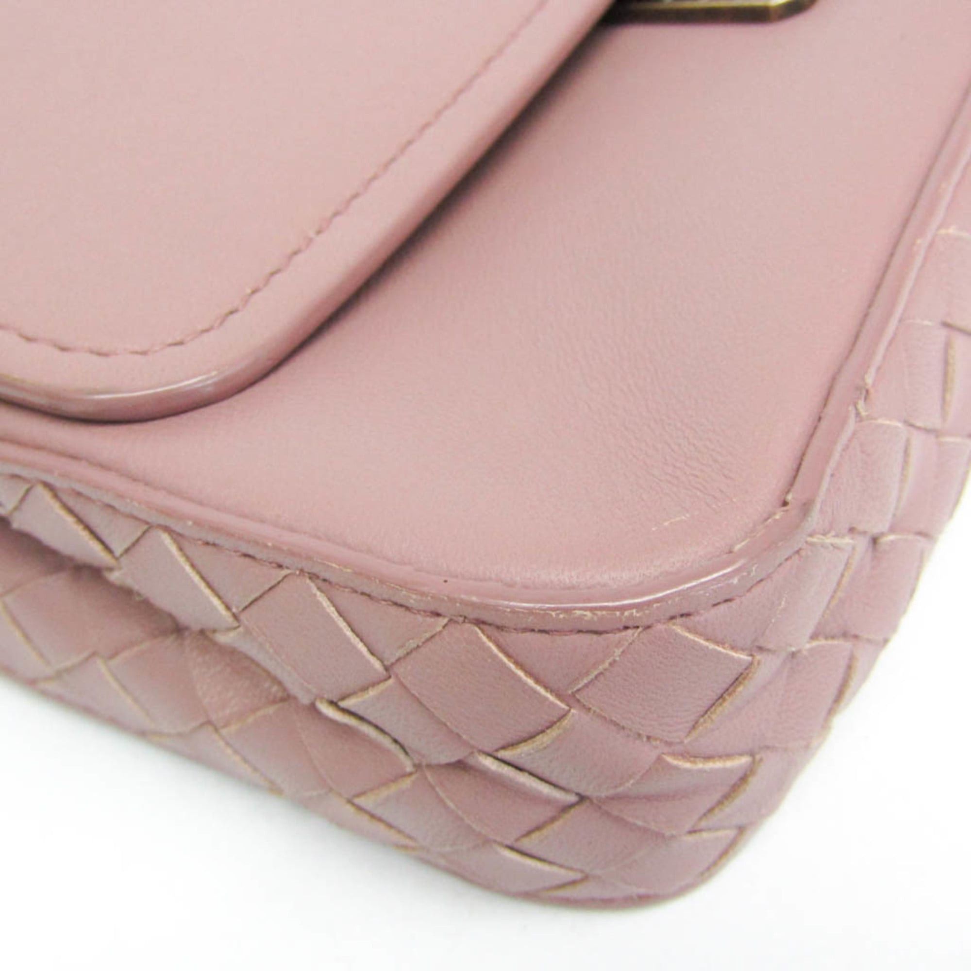 Bottega Veneta Bottega Veneta Intrecciato Chain Shoulder Mini Bag Women's Leather Clutch Bag,Shoulder Bag Smoke Pink Size ONE SIZE - 6 Thumbnail