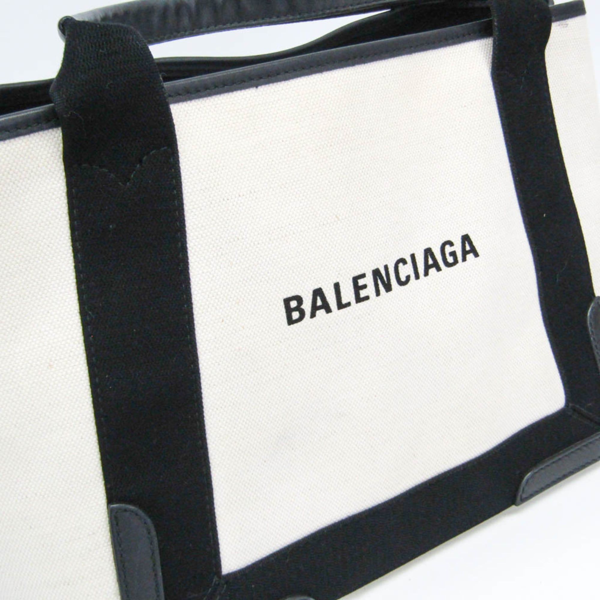 Balenciaga Balenciaga Navy Cabas S 339933 Women's Canvas,Leather Handbag Black,Off-white Size ONE SIZE - 8 Thumbnail