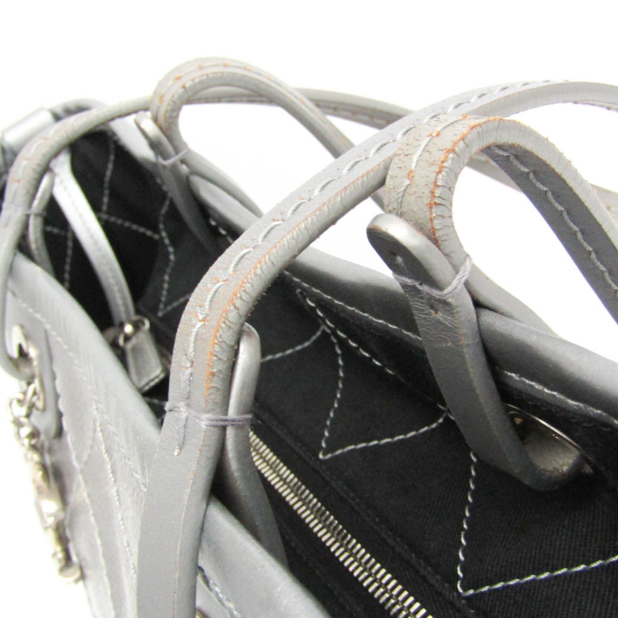 Chanel Chanel On The Road A92212 Women's Grained Calfskin Tote Bag Silver Size ONE SIZE - 7 Thumbnail