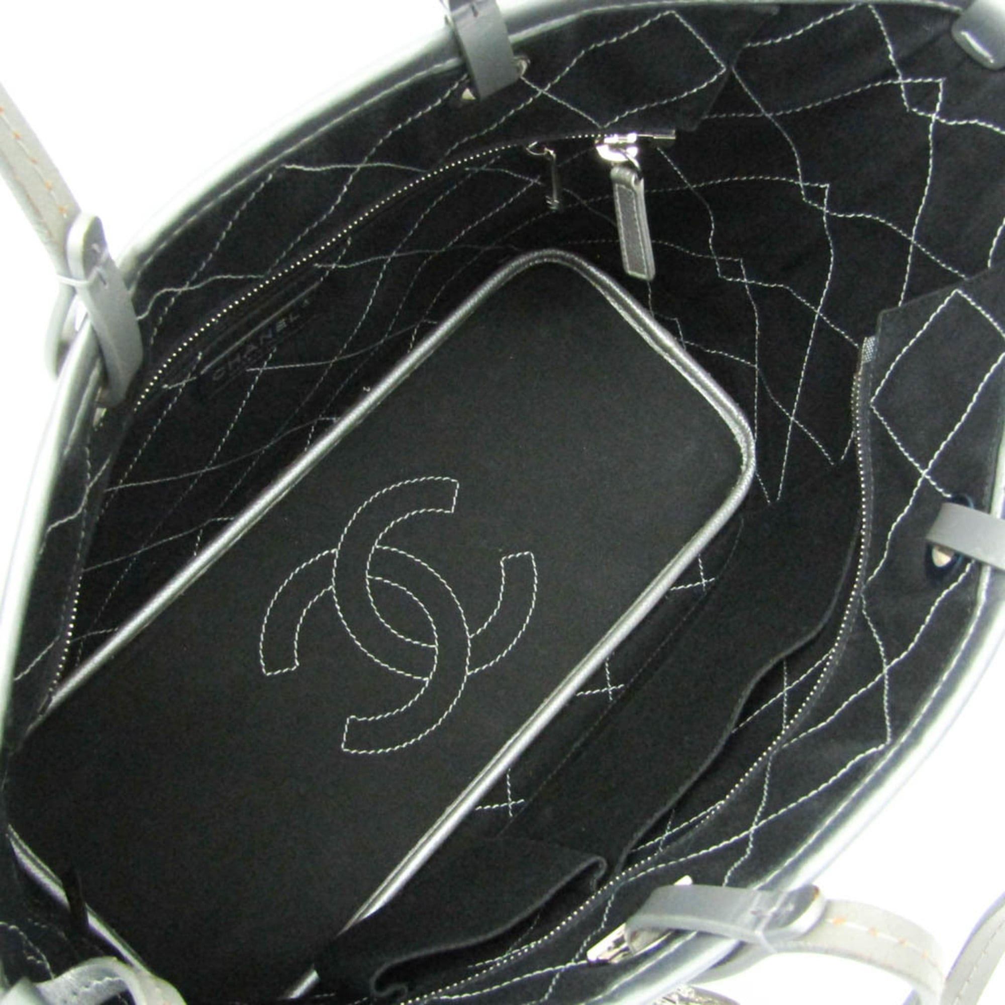 Chanel Chanel On The Road A92212 Women's Grained Calfskin Tote Bag Silver Size ONE SIZE - 3 Thumbnail
