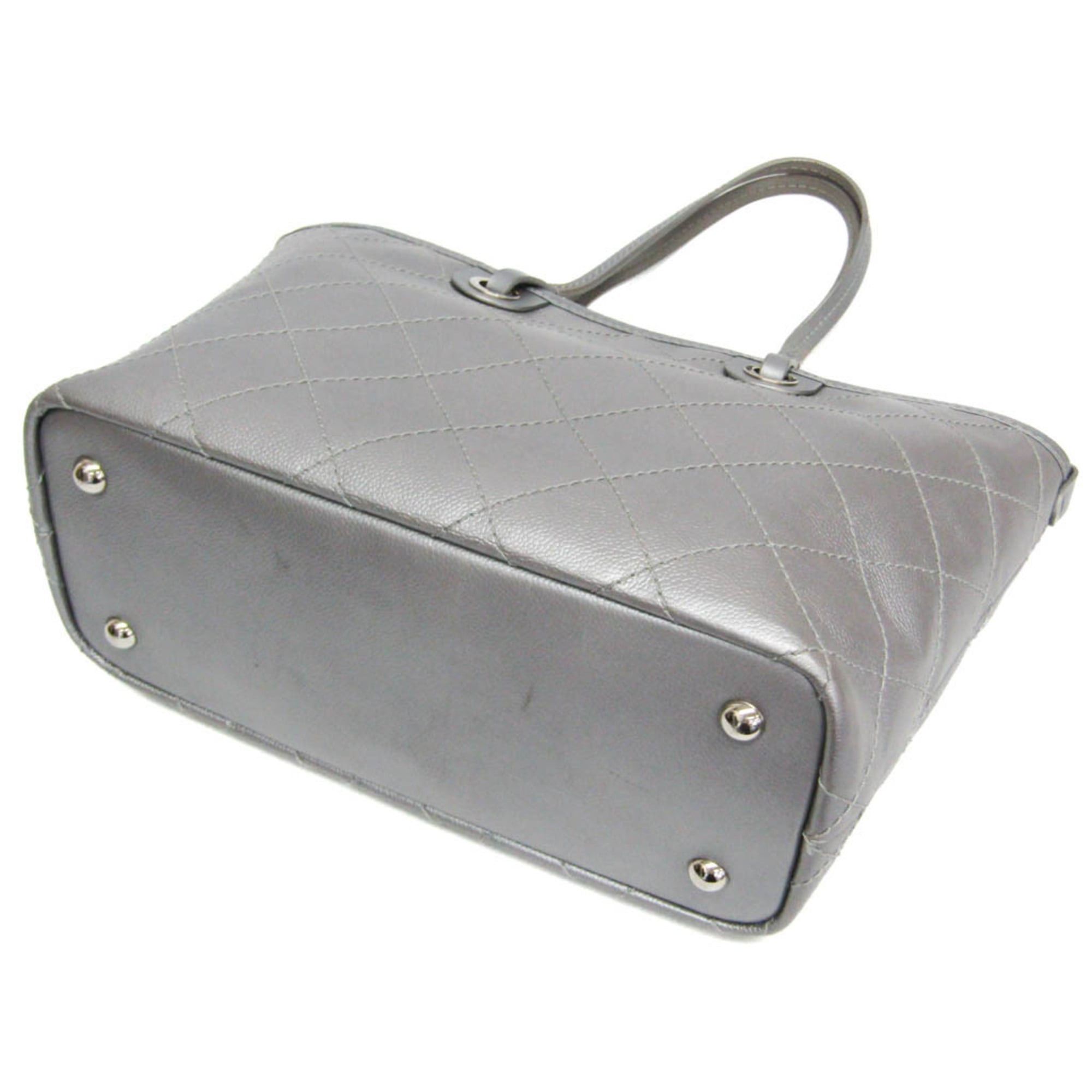 Chanel Chanel On The Road A92212 Women's Grained Calfskin Tote Bag Silver Size ONE SIZE - 2 Thumbnail