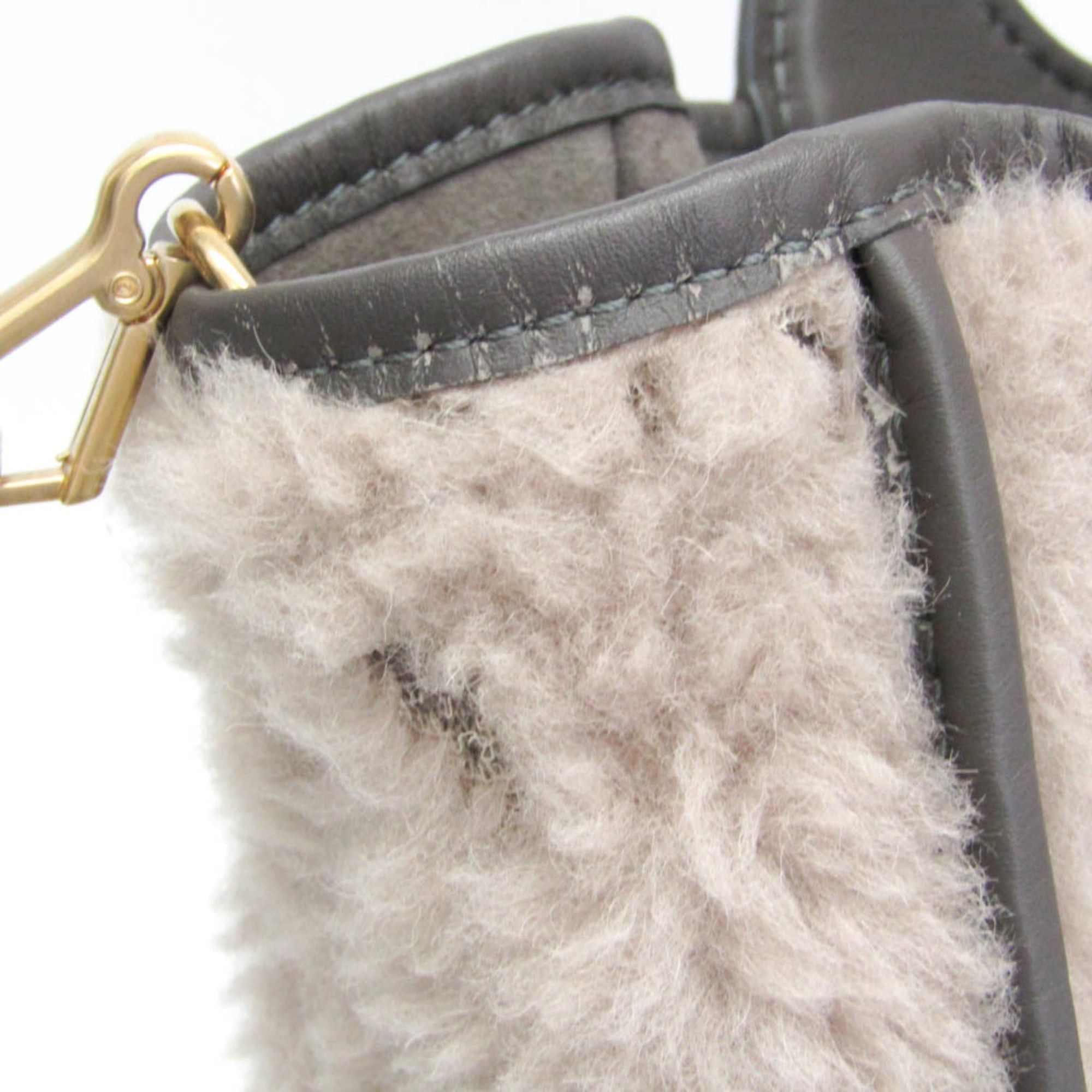 Max Mara Max Mara Teddy Bear Reversible Tote Bag Women's Leather,Wool Handbag,Shoulder Bag Gray Size ONE SIZE - 7 Thumbnail