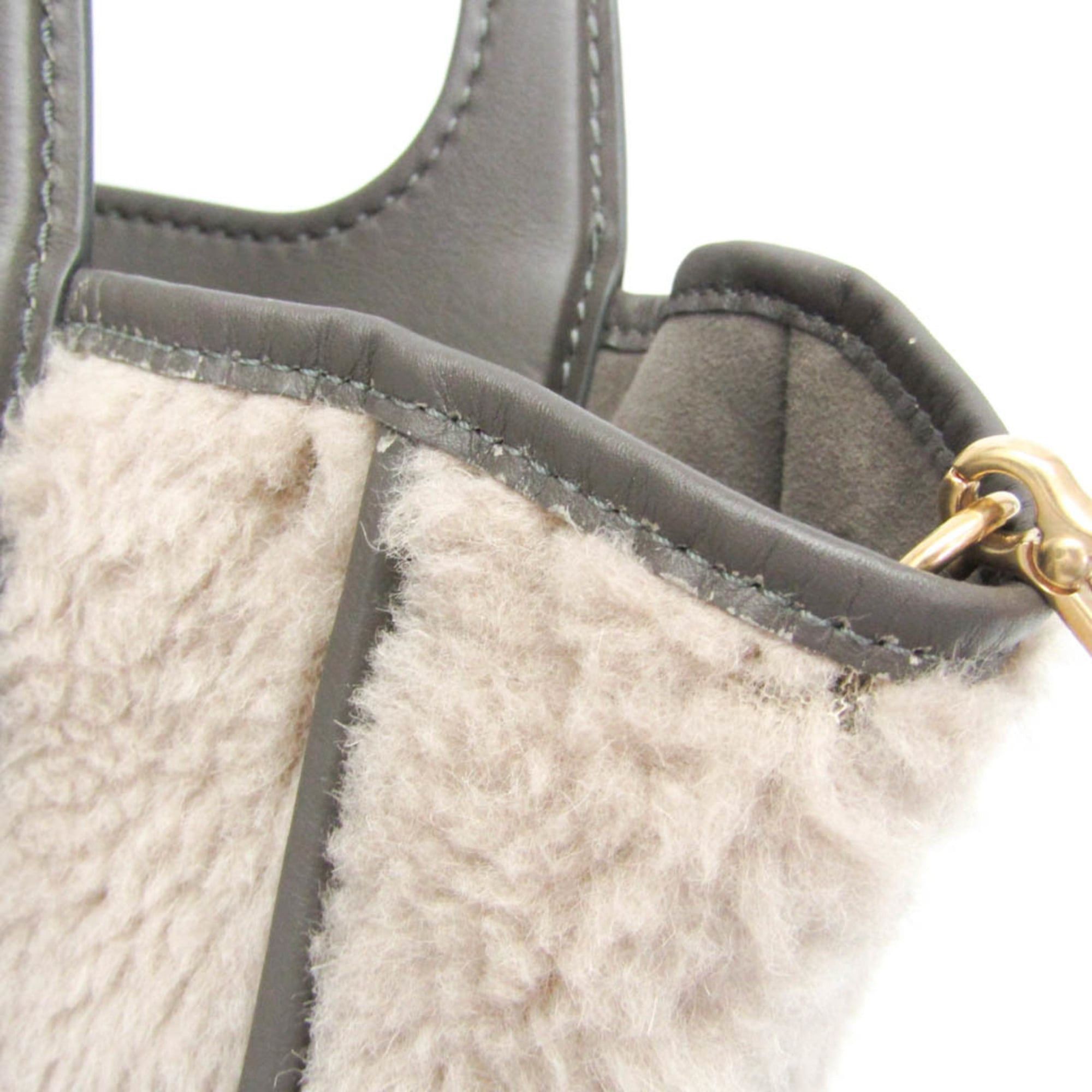 Max Mara Max Mara Teddy Bear Reversible Tote Bag Women's Leather,Wool Handbag,Shoulder Bag Gray Size ONE SIZE - 8 Thumbnail