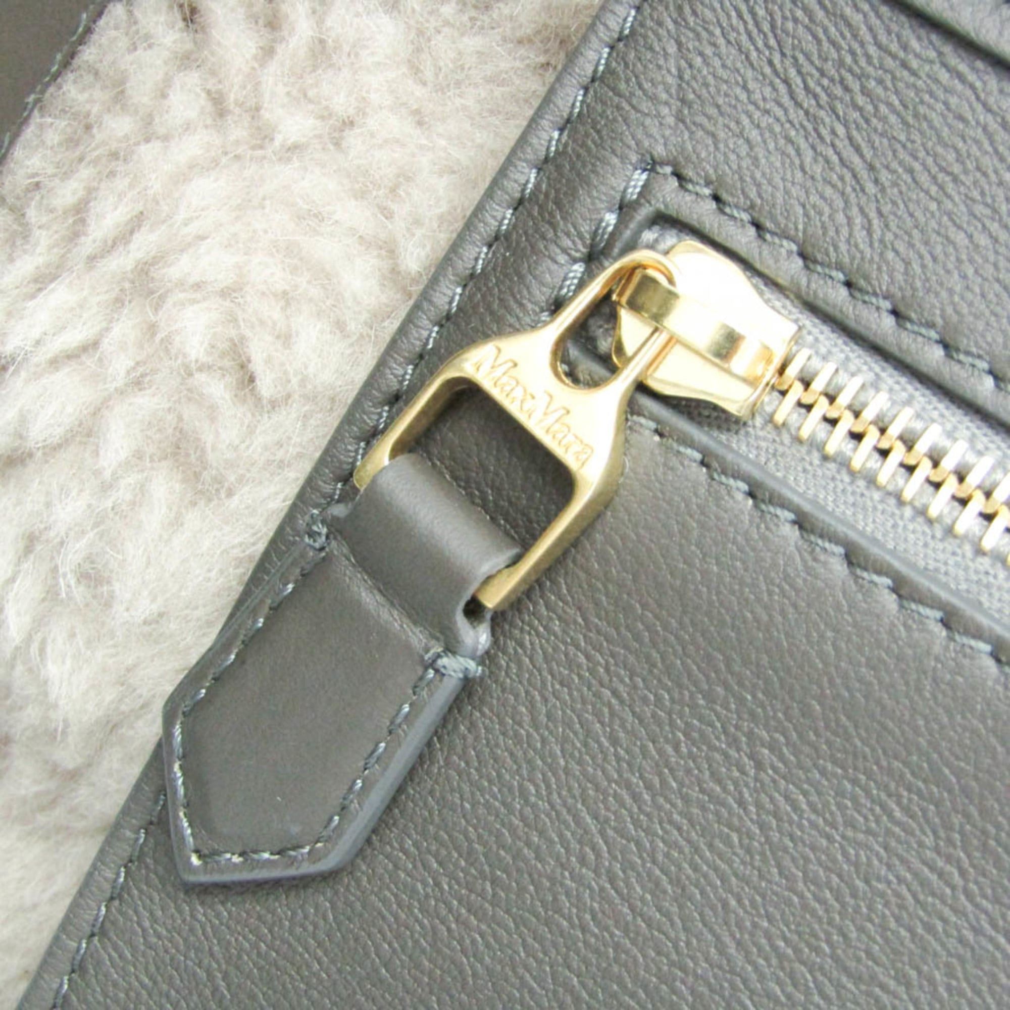 Max Mara Max Mara Teddy Bear Reversible Tote Bag Women's Leather,Wool Handbag,Shoulder Bag Gray Size ONE SIZE - 10 Thumbnail
