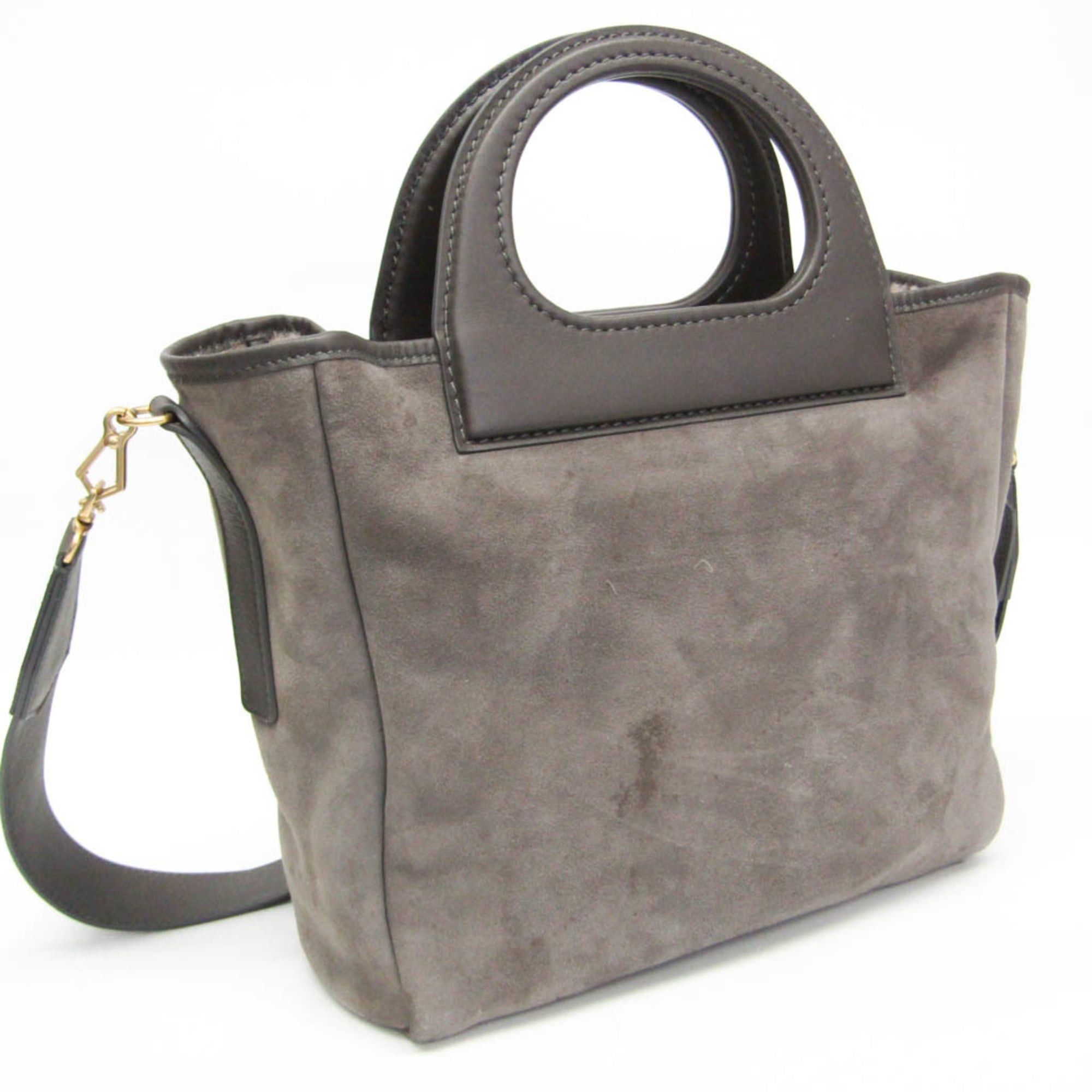 Max Mara Max Mara Teddy Bear Reversible Tote Bag Women's Leather,Wool Handbag,Shoulder Bag Gray Size ONE SIZE - 17 Thumbnail