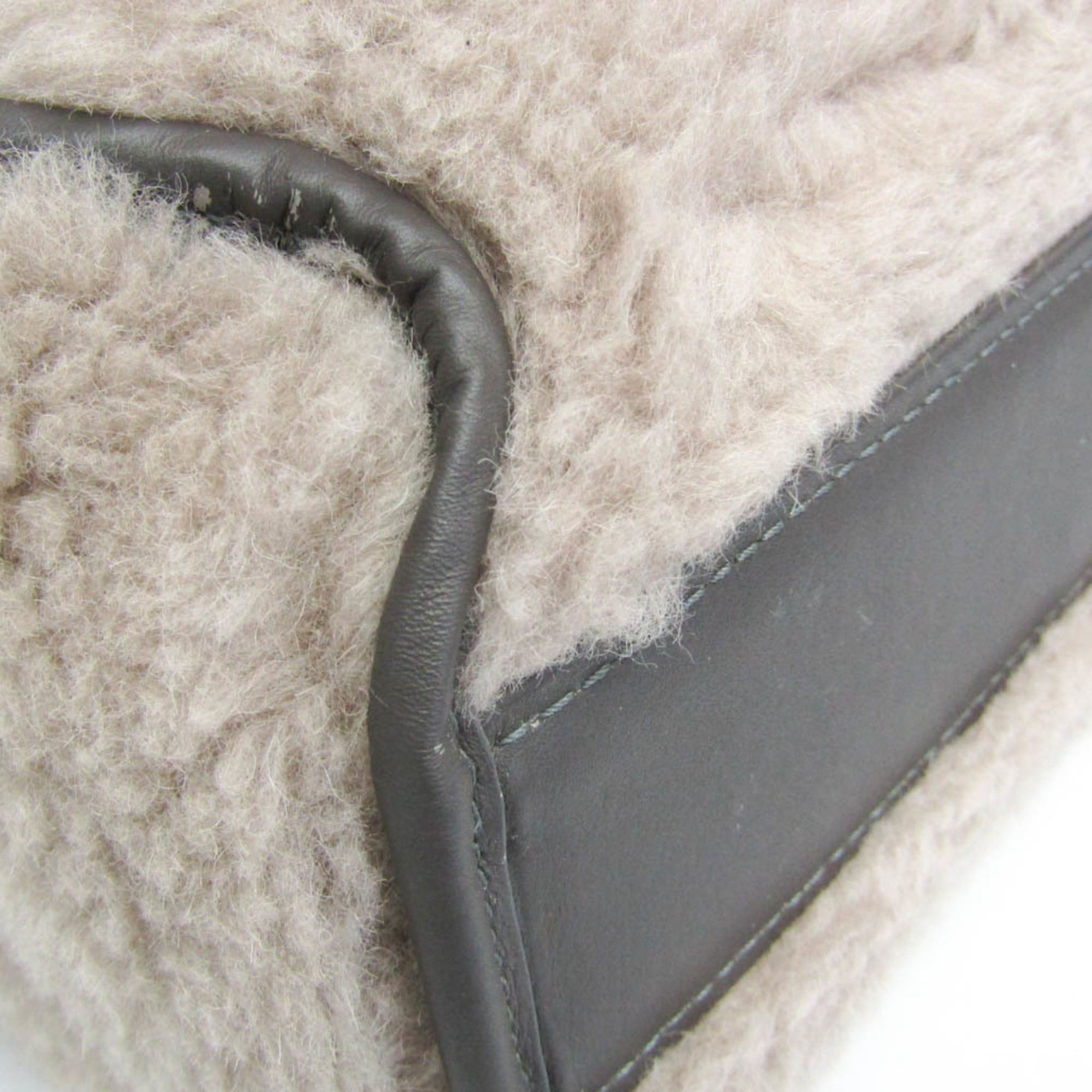 Max Mara Max Mara Teddy Bear Reversible Tote Bag Women's Leather,Wool Handbag,Shoulder Bag Gray Size ONE SIZE - 4 Thumbnail