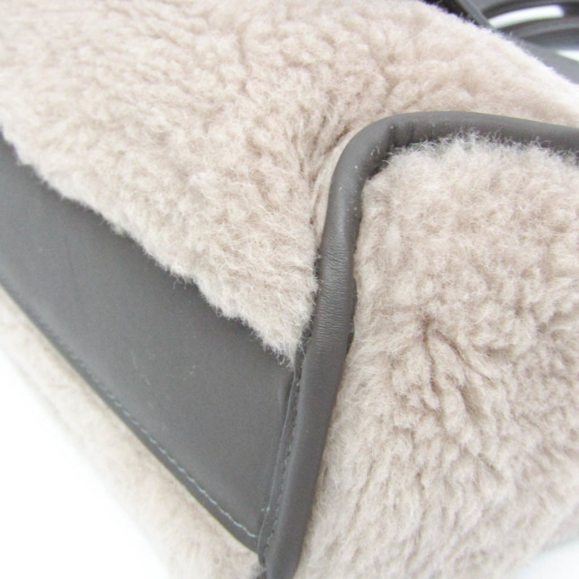 Max Mara Max Mara Teddy Bear Reversible Tote Bag Women's Leather,Wool Handbag,Shoulder Bag Gray Size ONE SIZE - 5 Thumbnail
