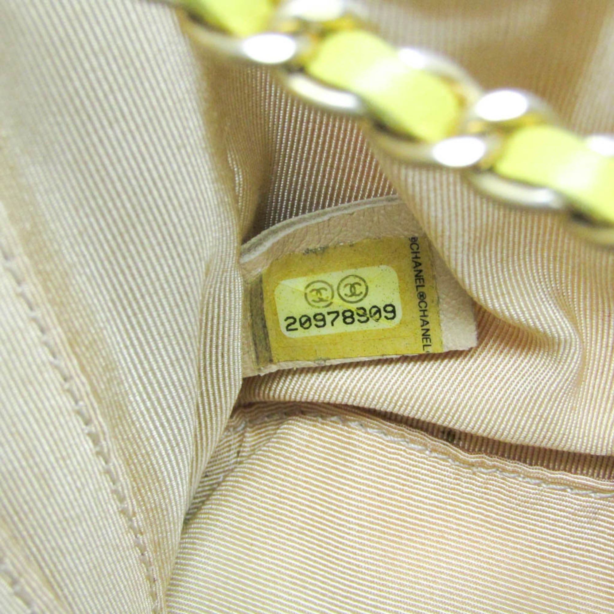 Chanel Chanel Chevron V-stitch Women's Leather,Cotton Shoulder Bag Yellow Size ONE SIZE - 19 Thumbnail