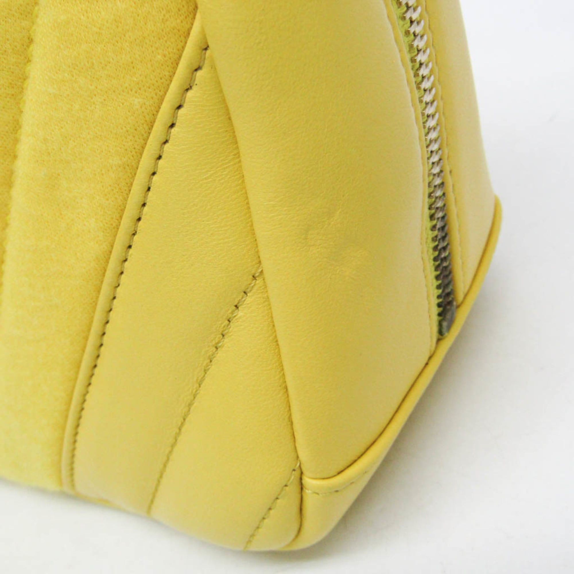 Chanel Chanel Chevron V-stitch Women's Leather,Cotton Shoulder Bag Yellow Size ONE SIZE - 10 Thumbnail