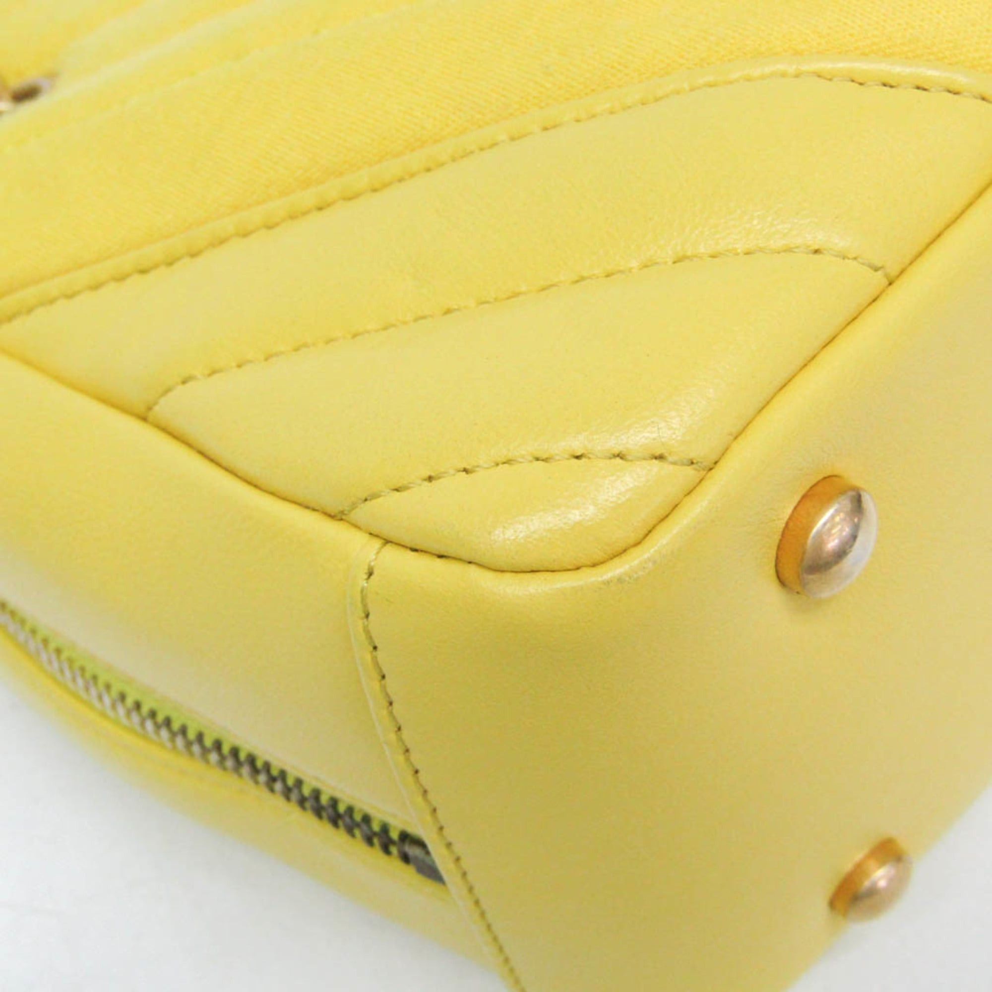 Chanel Chanel Chevron V-stitch Women's Leather,Cotton Shoulder Bag Yellow Size ONE SIZE - 5 Thumbnail