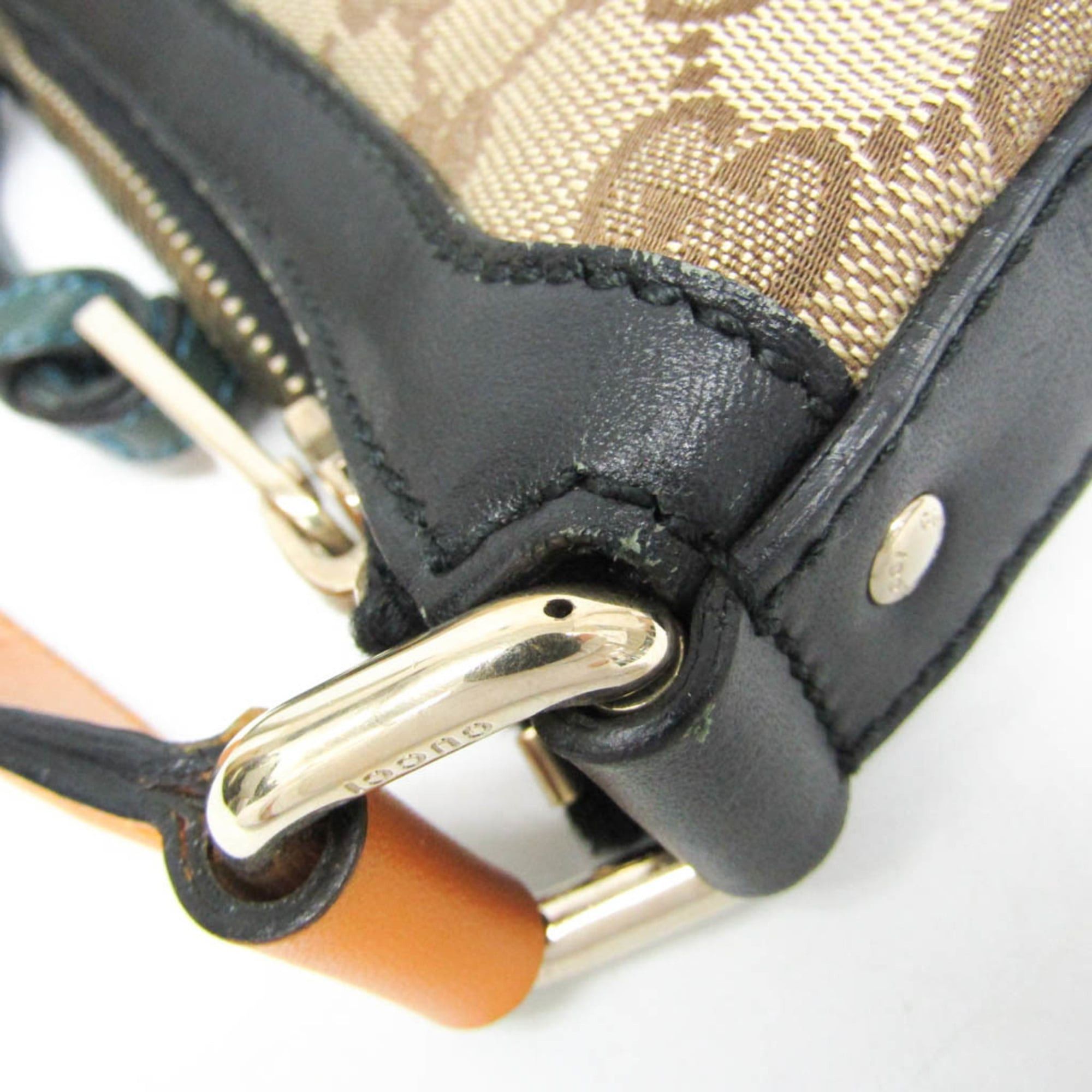 Gucci Gucci GG Canvas 282333 Women's GG Canvas,Leather Shoulder Bag Beige,Black Size ONE SIZE - 6 Thumbnail