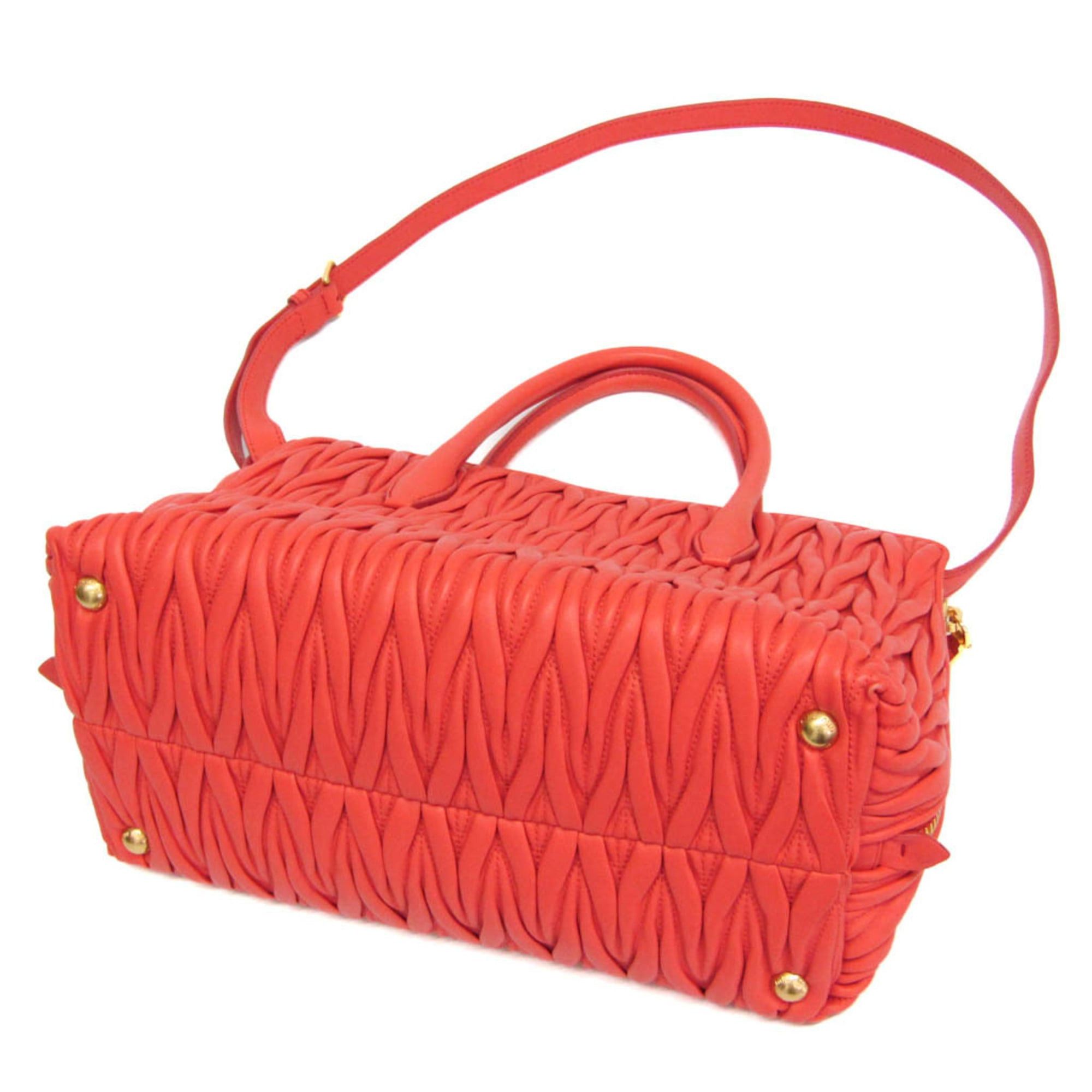 Miu Miu Miu Miu Matelasse Women's Leather Handbag,Shoulder Bag Salmon Pink Size ONE SIZE - 7 Thumbnail