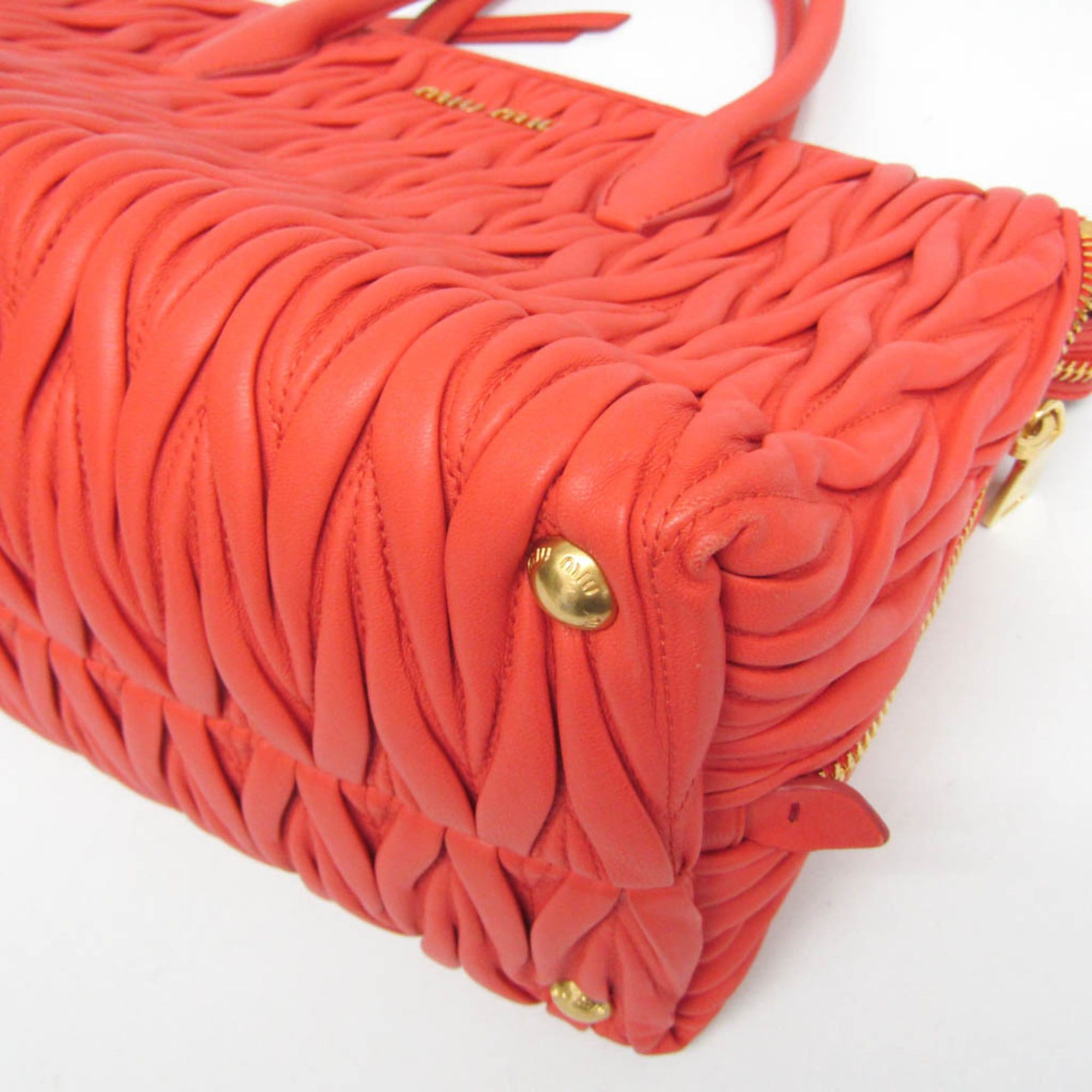 Miu Miu Miu Miu Matelasse Women's Leather Handbag,Shoulder Bag Salmon Pink Size ONE SIZE - 5 Thumbnail