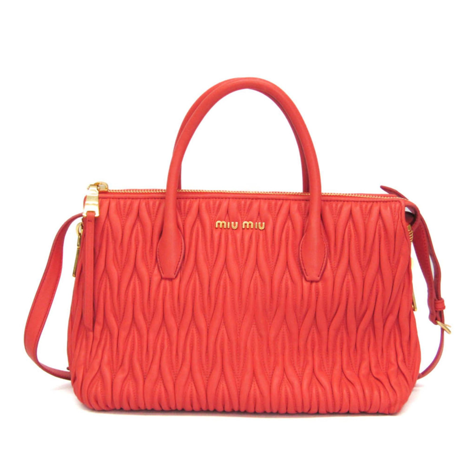 Miu Miu Miu Miu Matelasse Women's Leather Handbag,Shoulder Bag Salmon Pink Size ONE SIZE - 20 Thumbnail
