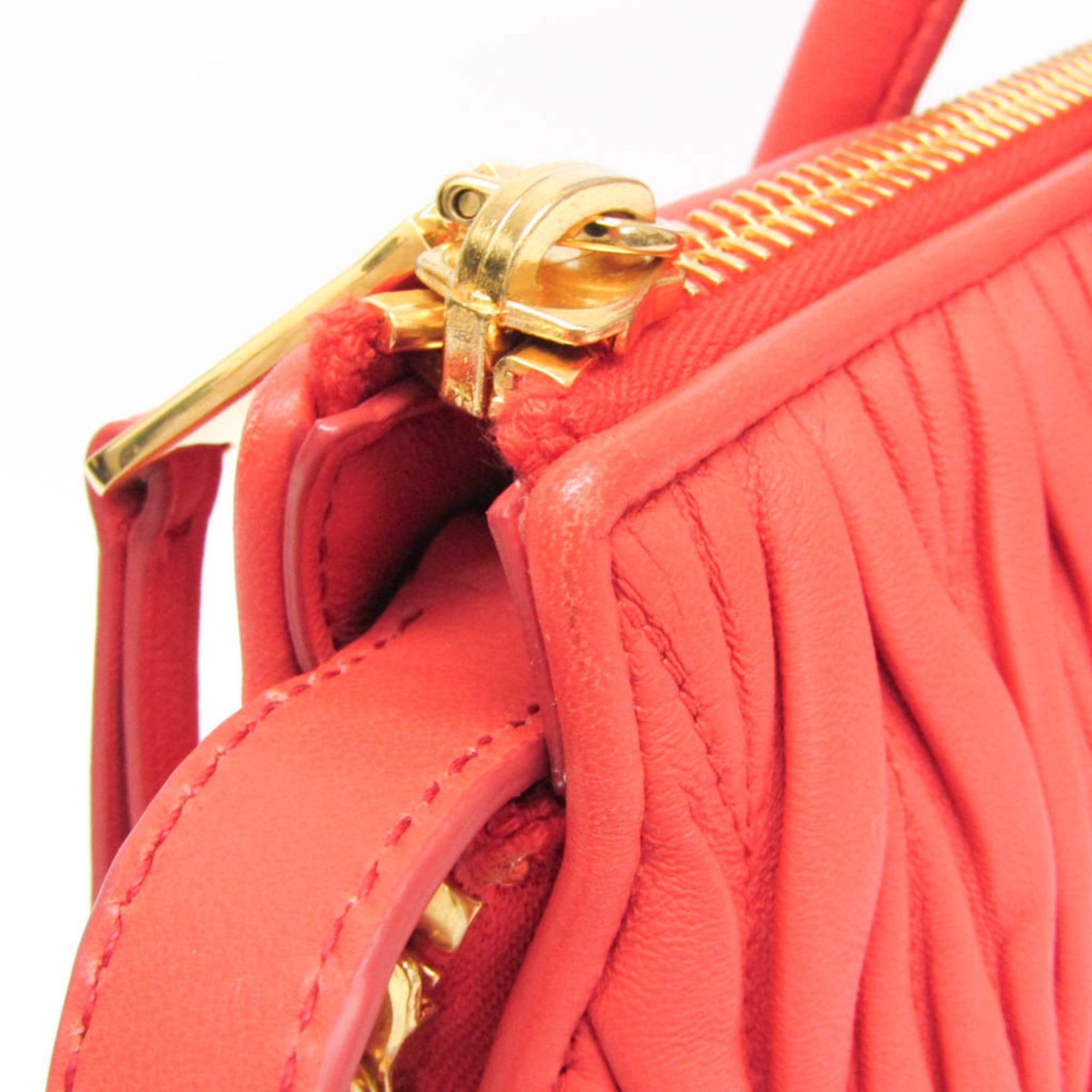 Miu Miu Miu Miu Matelasse Women's Leather Handbag,Shoulder Bag Salmon Pink Size ONE SIZE - 9 Thumbnail