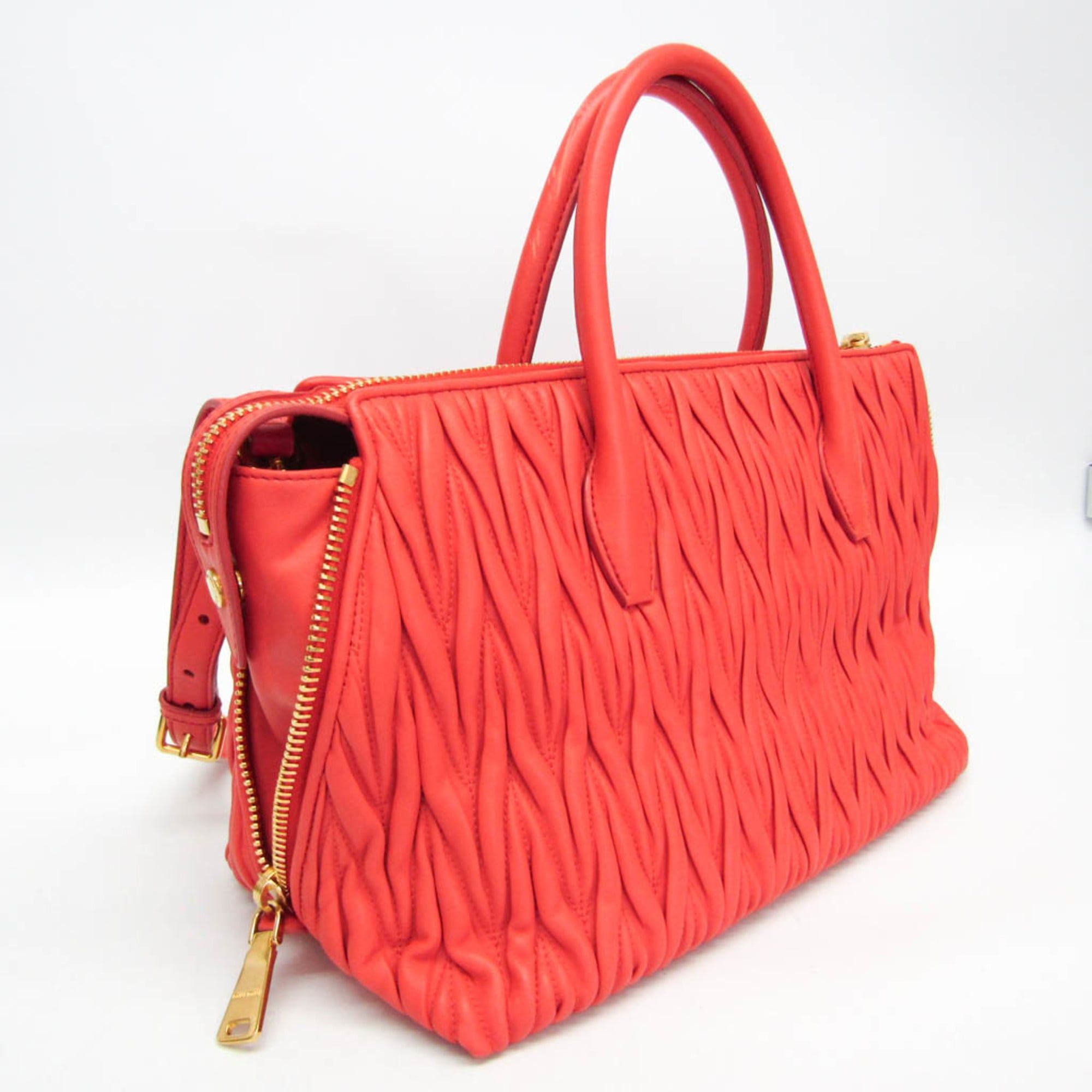 Miu Miu Miu Miu Matelasse Women's Leather Handbag,Shoulder Bag Salmon Pink Size ONE SIZE - 10 Thumbnail