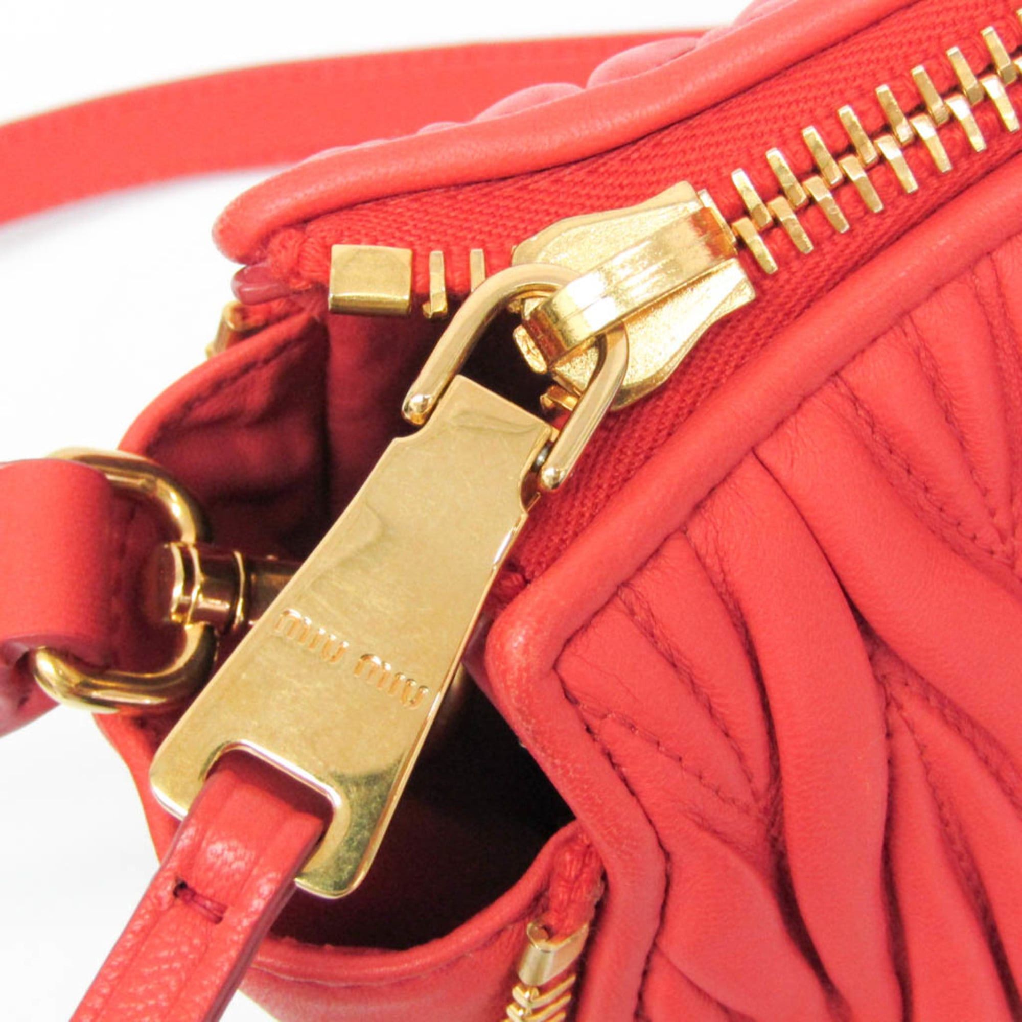 Miu Miu Miu Miu Matelasse Women's Leather Handbag,Shoulder Bag Salmon Pink Size ONE SIZE - 15 Thumbnail