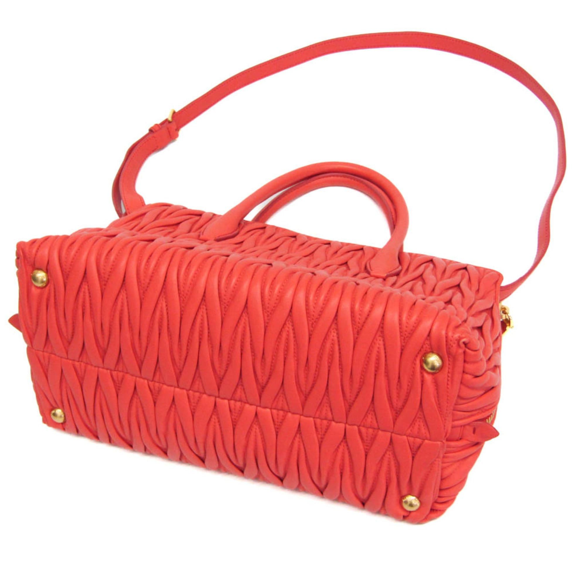 Miu Miu Miu Miu Matelasse Women's Leather Handbag,Shoulder Bag Salmon Pink Size ONE SIZE - 3 Thumbnail