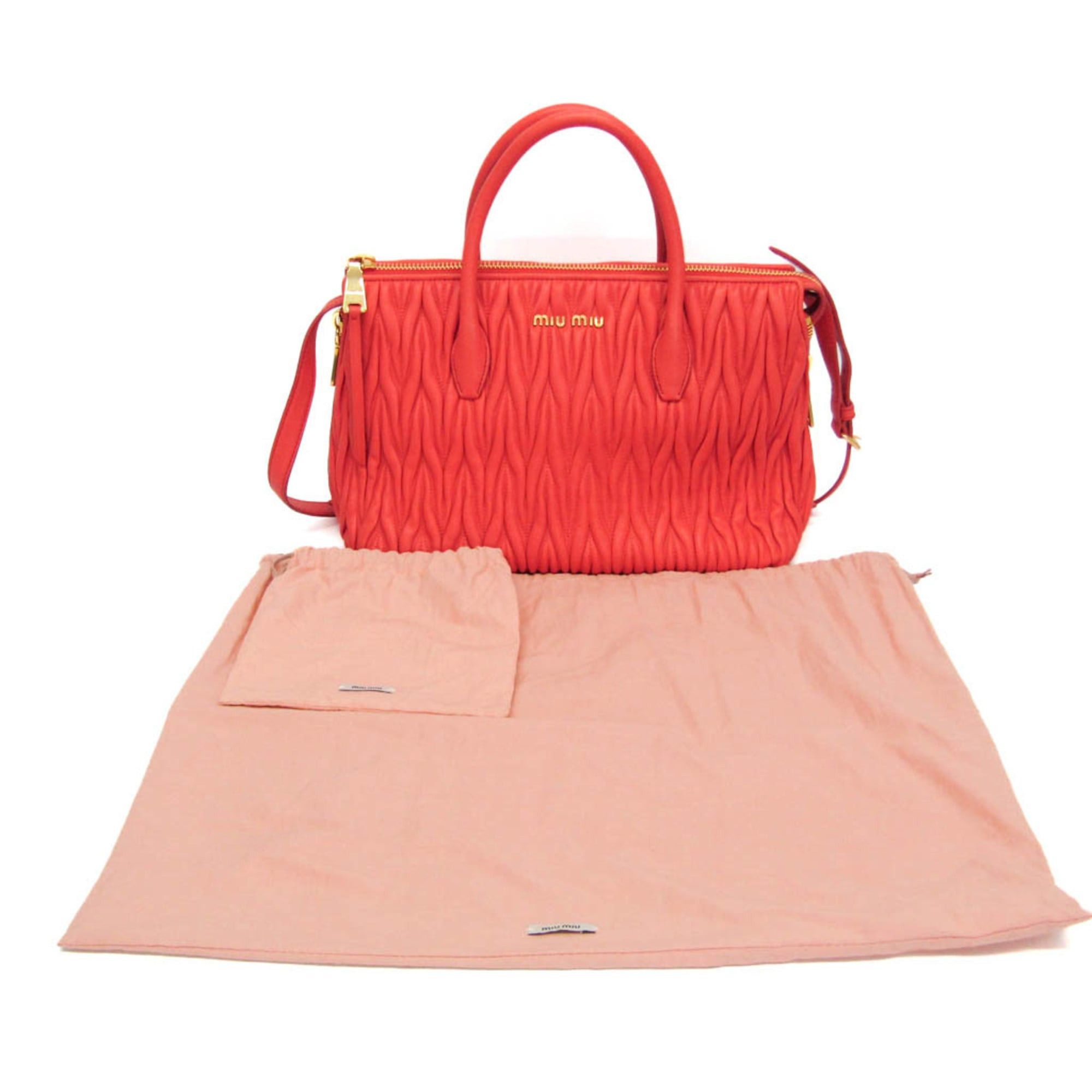 Miu Miu Miu Miu Matelasse Women's Leather Handbag,Shoulder Bag Salmon Pink Size ONE SIZE - 2 Thumbnail