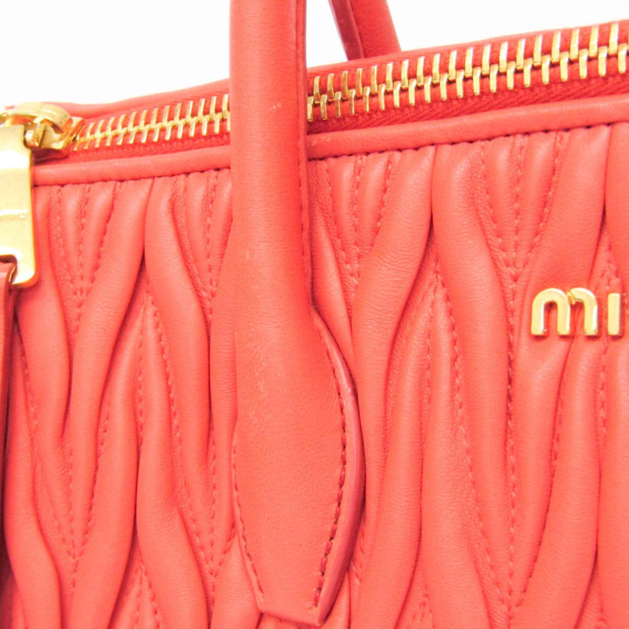Miu Miu Miu Miu Matelasse Women's Leather Handbag,Shoulder Bag Salmon Pink Size ONE SIZE - 14 Thumbnail