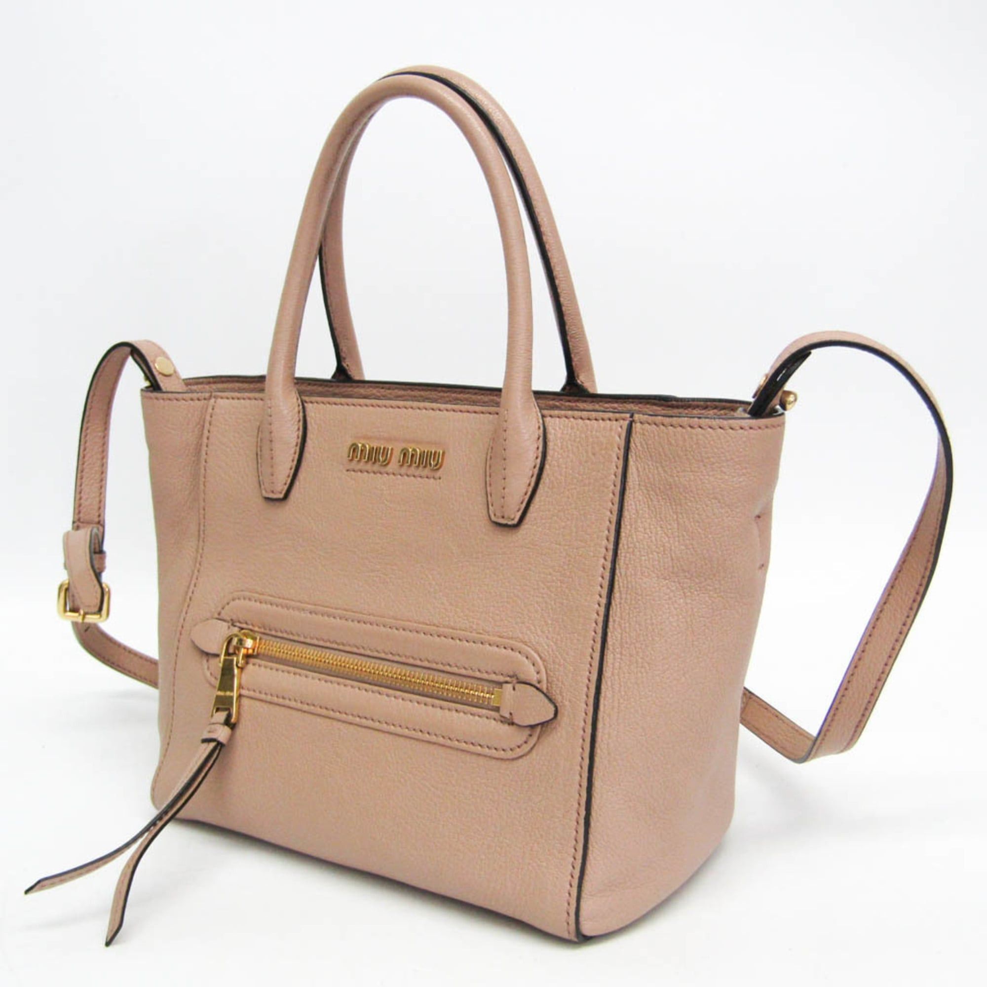 Miu Miu Miu Miu Madras 5BG143 Women's Leather Handbag,Shoulder Bag Pink Beige Size ONE SIZE - 8 Thumbnail
