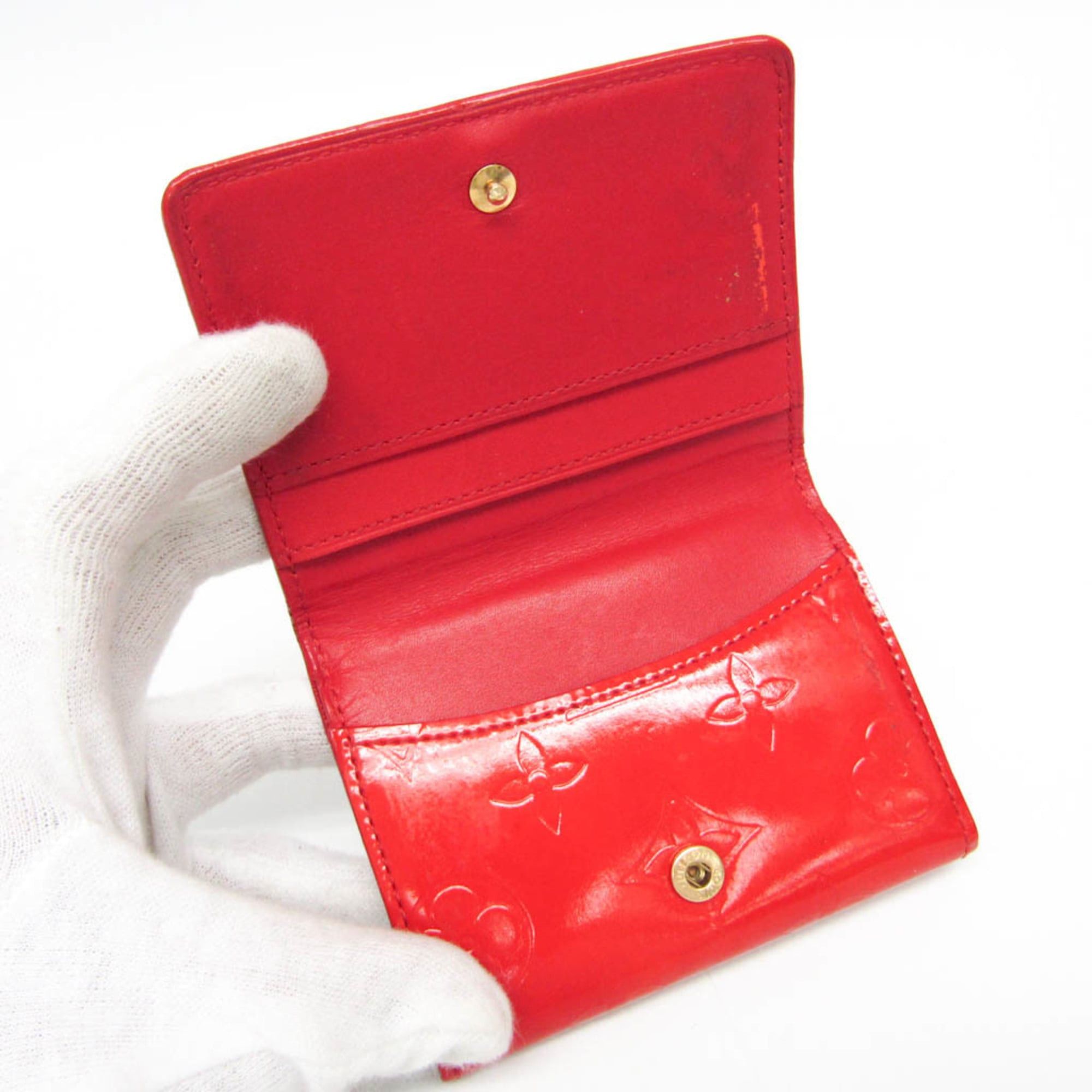 Louis Vuitton Louis Vuitton Monogram Vernis Ludlow M91090 Women's Monogram Vernis Coin Purse/coin Case Rouge Size ONE SIZE - 4 Thumbnail