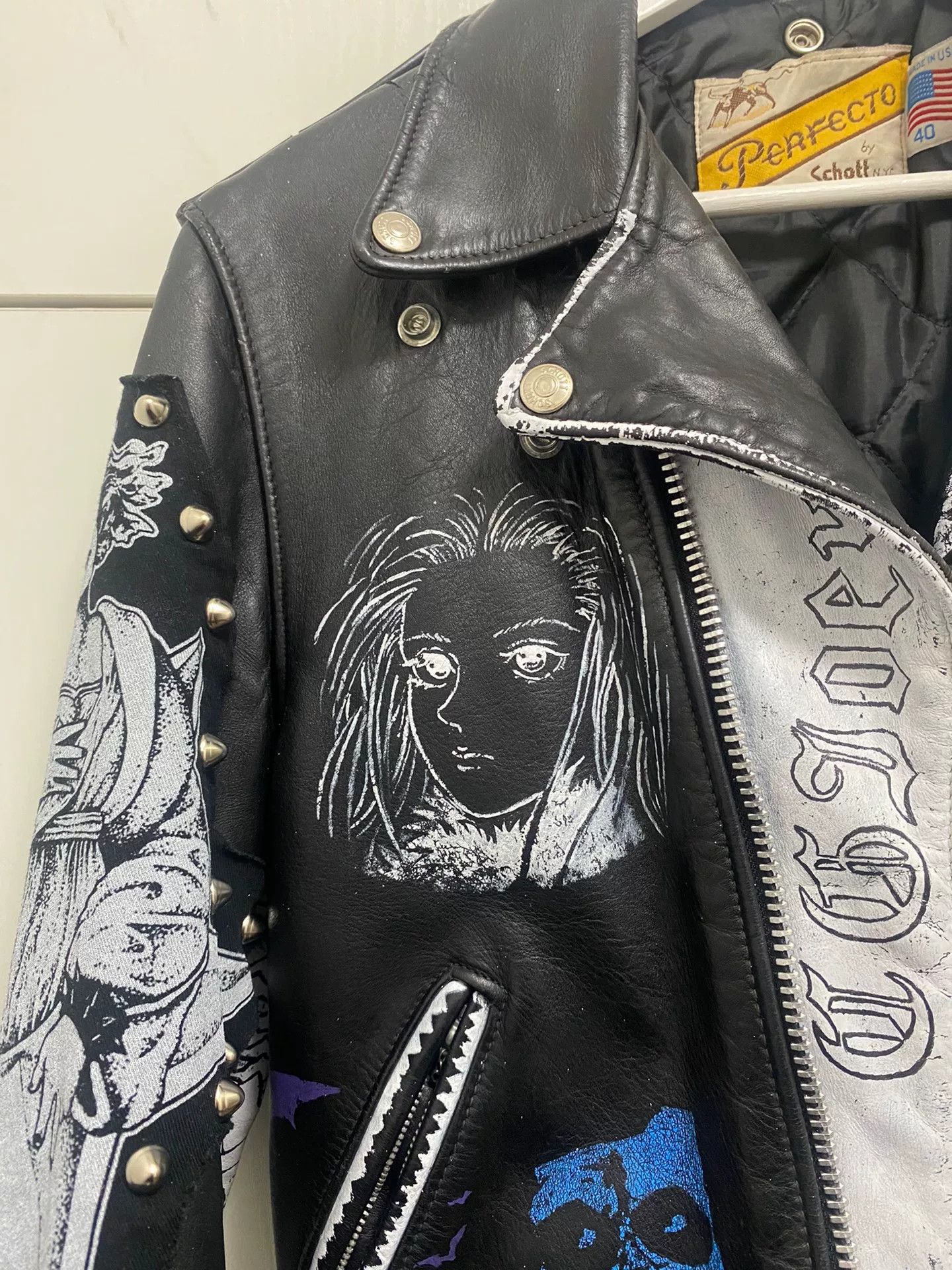 Schott Schott Hand-Painted Punk Leather Jacket Size US M / EU 48-50 / 2 - 8 Thumbnail