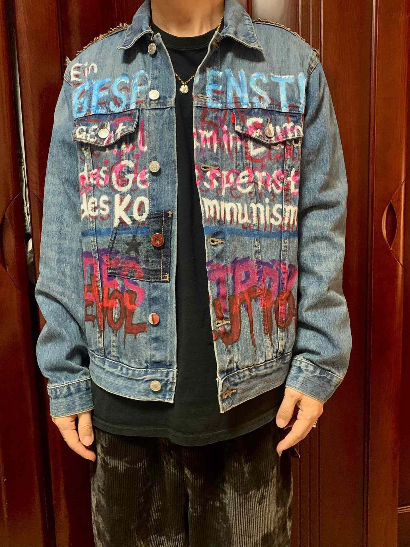 Tyler McGillivary CGJoey Hand-Painted Graffiti Denim Jacket Size US M / EU 48-50 / 2 - 3 Thumbnail