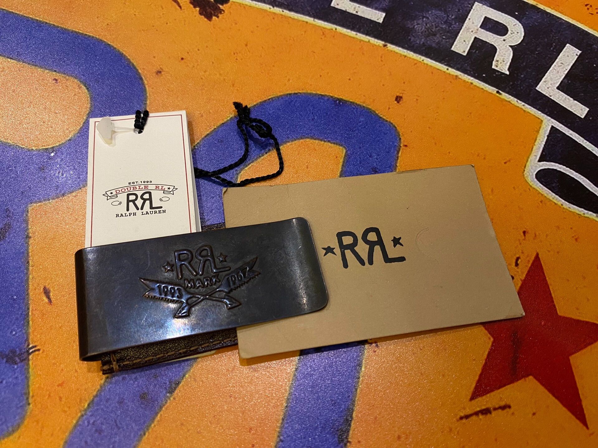 RRL Ralph Lauren RRL Brass Leather Arrow Logo Money Clip Size ONE SIZE - 6 Thumbnail