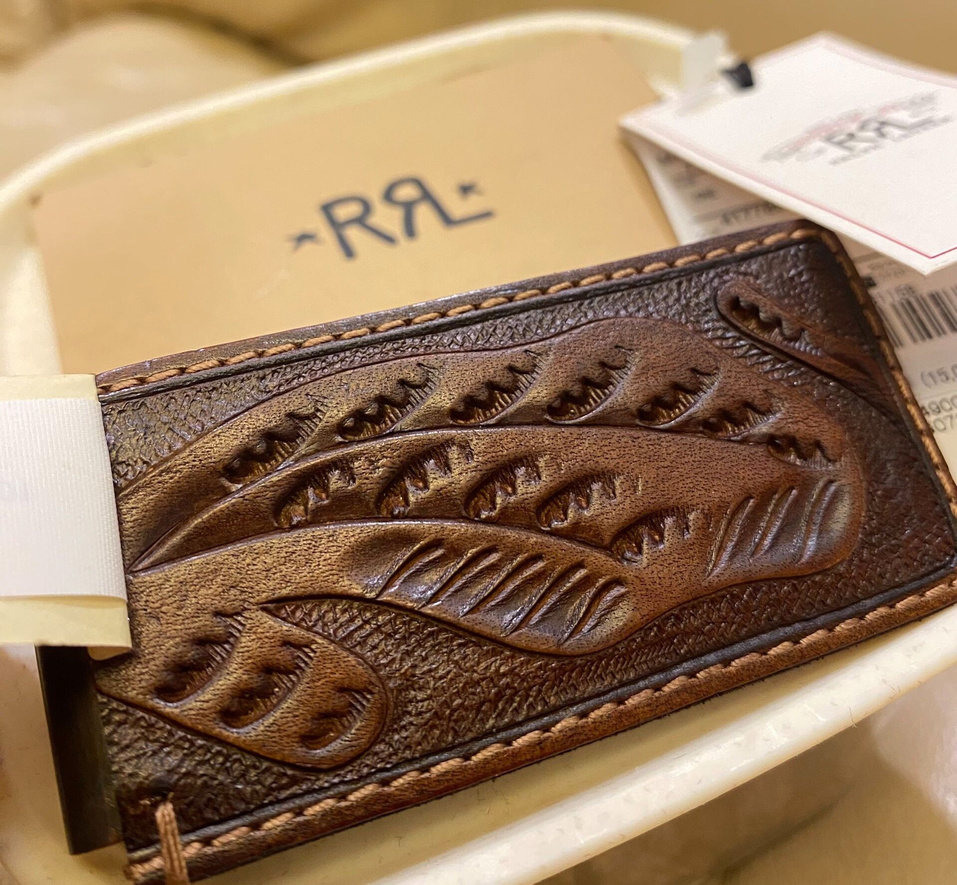 RRL Ralph Lauren RRL Brass Leather Arrow Logo Money Clip Size ONE SIZE - 5 Thumbnail