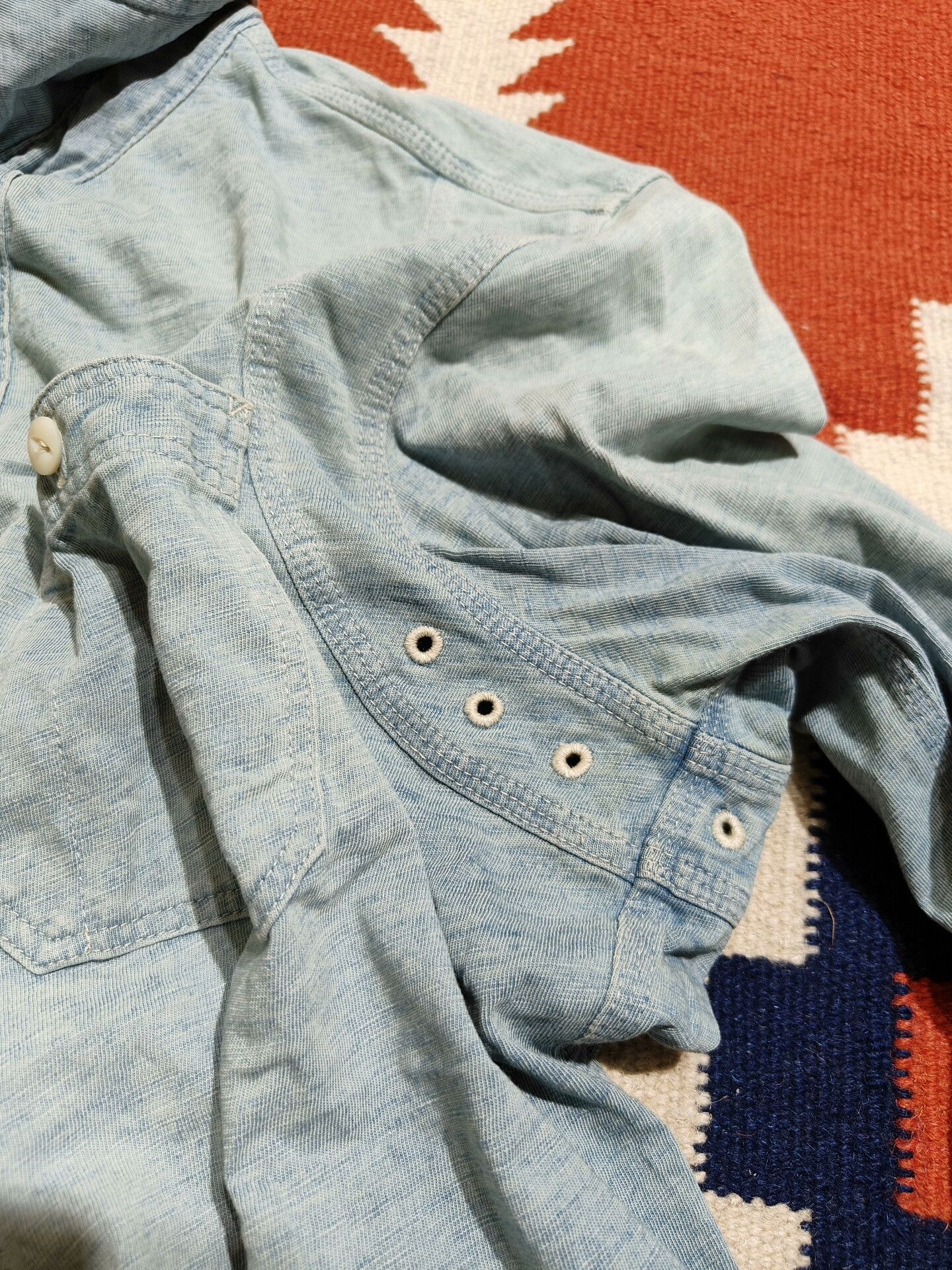 RRL Ralph Lauren RRL Ralph Lauren Knit Denim Work Shirt Size US M / EU 48-50 / 2 - 8 Thumbnail