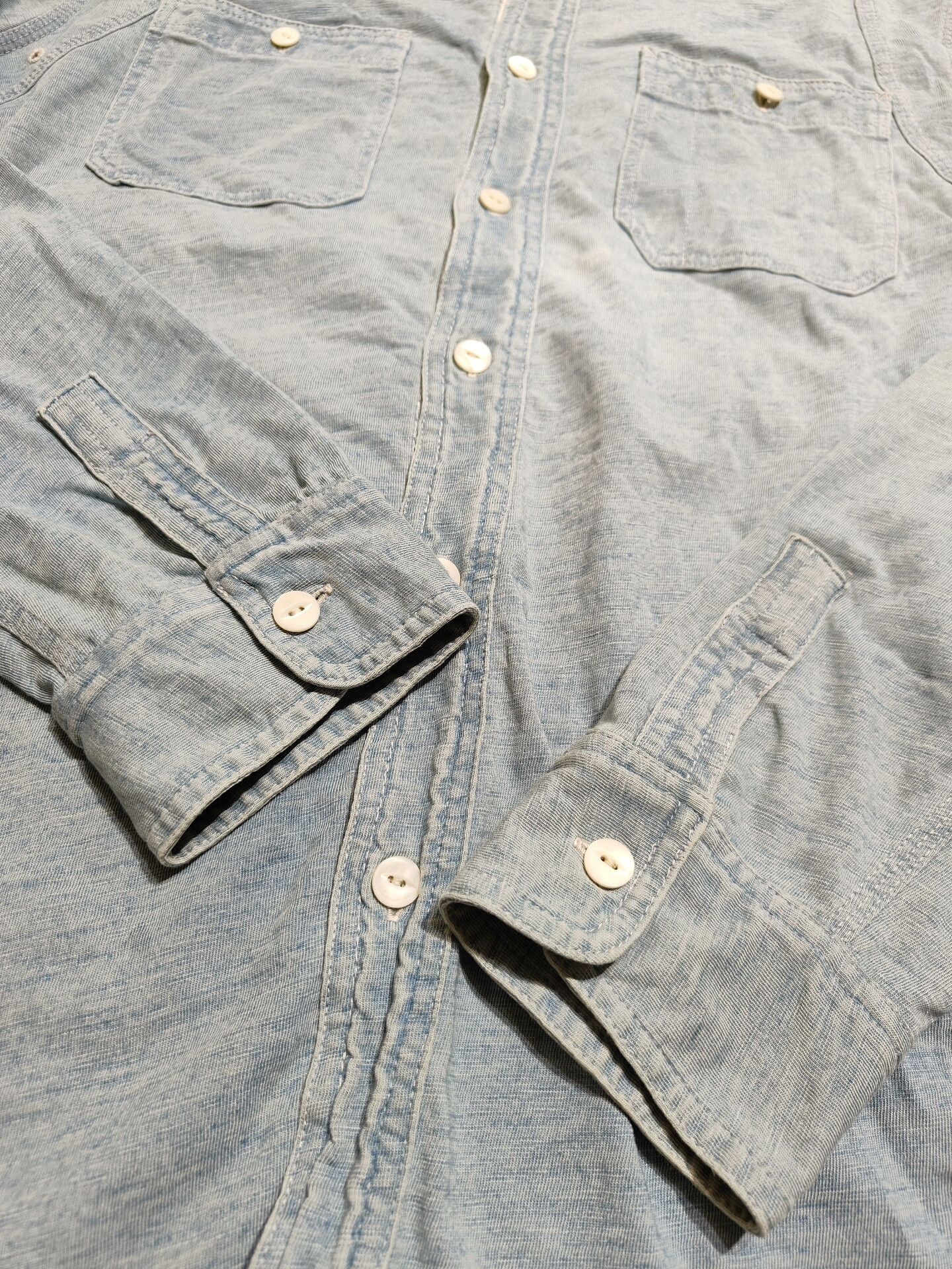 RRL Ralph Lauren RRL Ralph Lauren Knit Denim Work Shirt Size US M / EU 48-50 / 2 - 9 Thumbnail