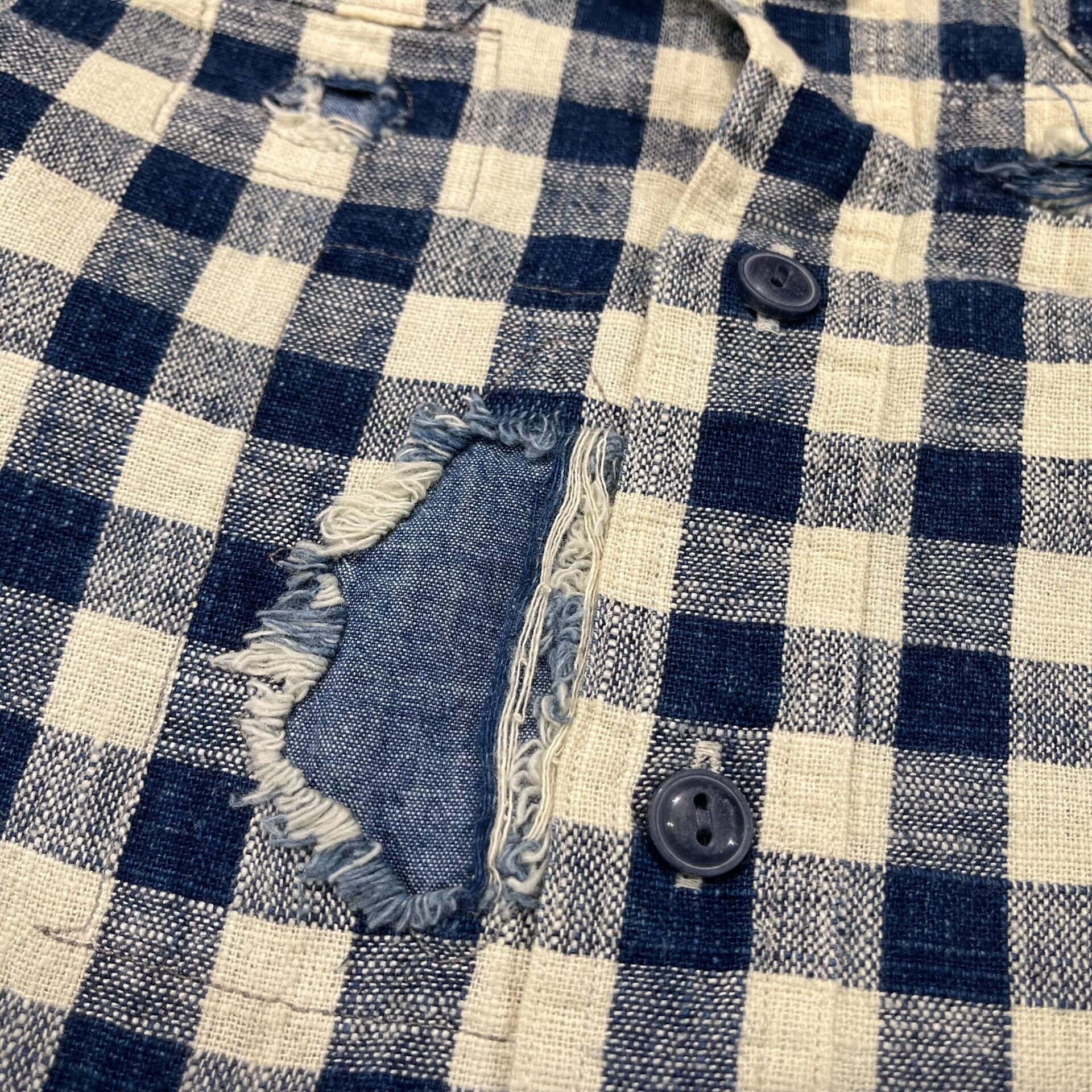 RRL Ralph Lauren RRL Linen Distressed Patch Plaid Shirt Size US M / EU 48-50 / 2 - 8 Thumbnail