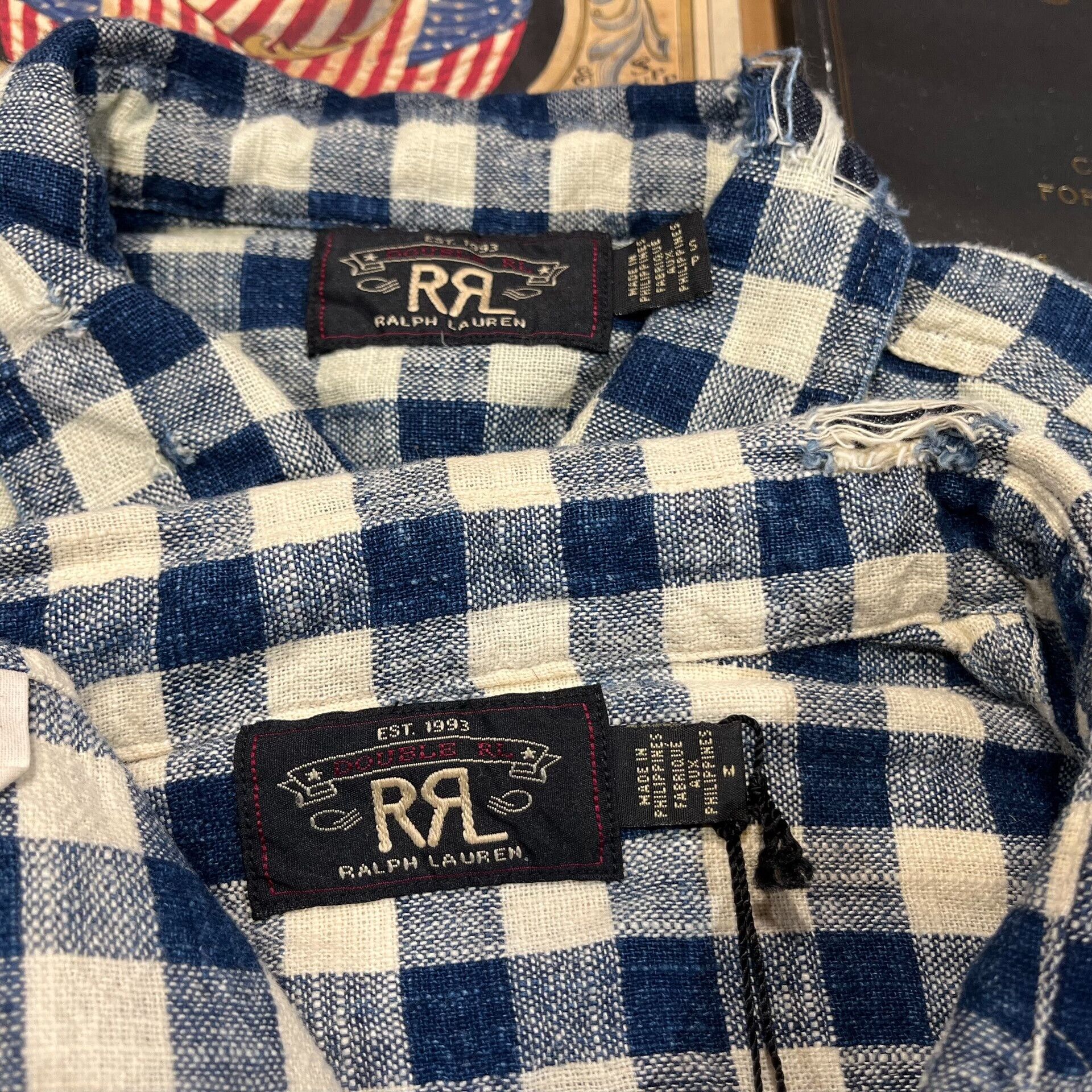 RRL Ralph Lauren RRL Linen Distressed Patch Plaid Shirt Size US M / EU 48-50 / 2 - 3 Thumbnail