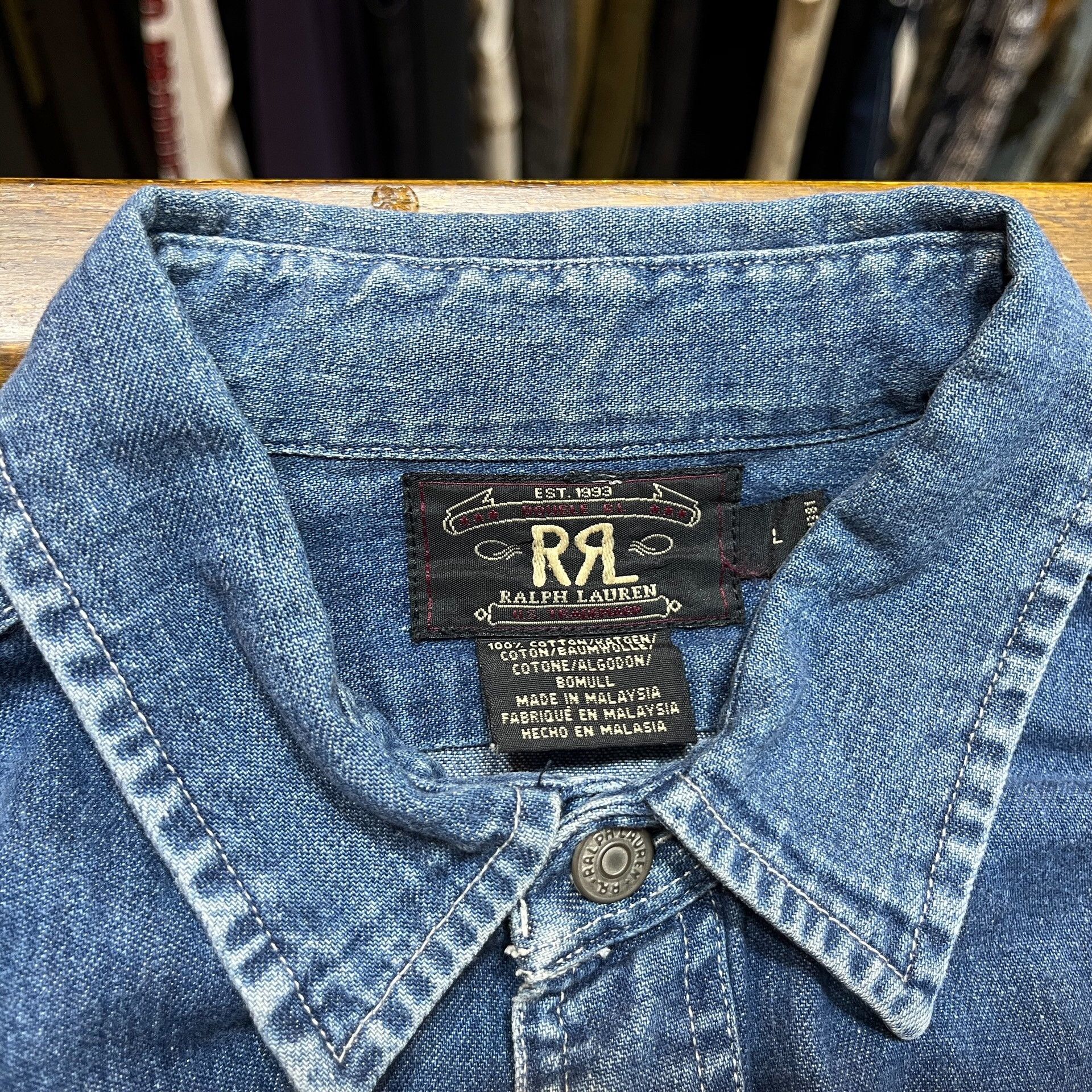 RRL Ralph Lauren RRL Vintage Denim Shirt Size US L / EU 52-54 / 3 - 3 Thumbnail