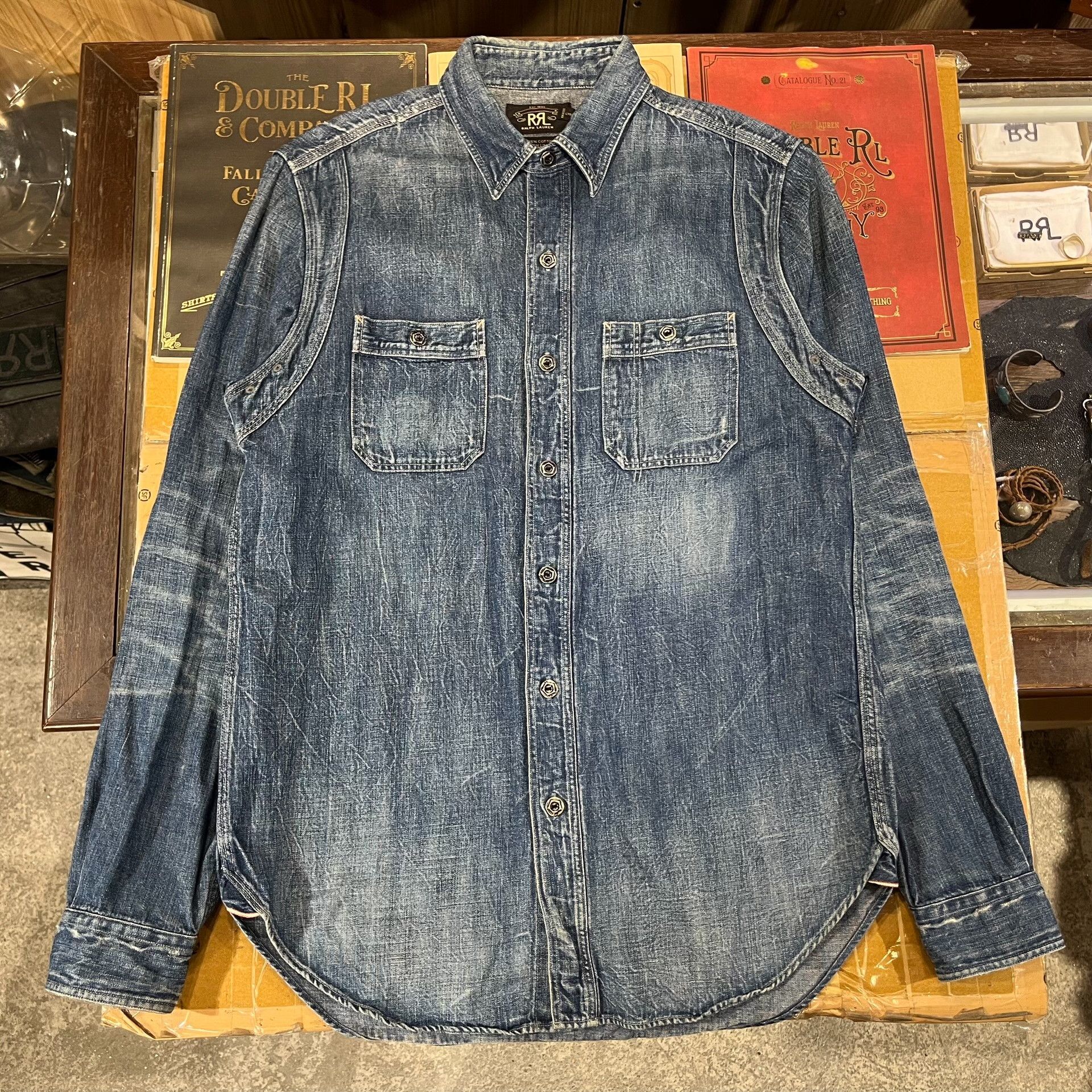 RRL Ralph Lauren RRL Vintage Washed Distressed Work Shirt Size US M / EU 48-50 / 2 - 2 Thumbnail
