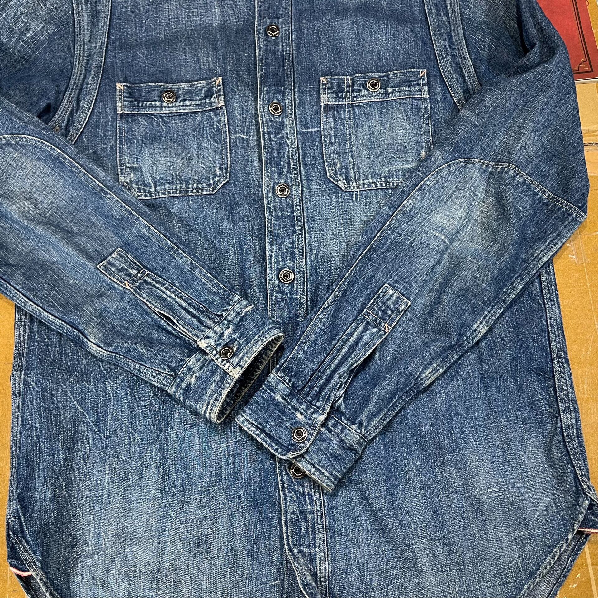 RRL Ralph Lauren RRL Vintage Washed Distressed Work Shirt Size US M / EU 48-50 / 2 - 6 Thumbnail