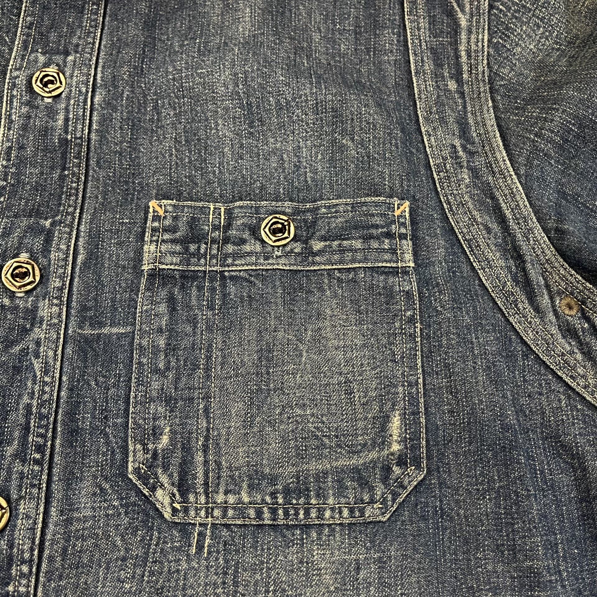 RRL Ralph Lauren RRL Vintage Washed Distressed Work Shirt Size US M / EU 48-50 / 2 - 7 Thumbnail