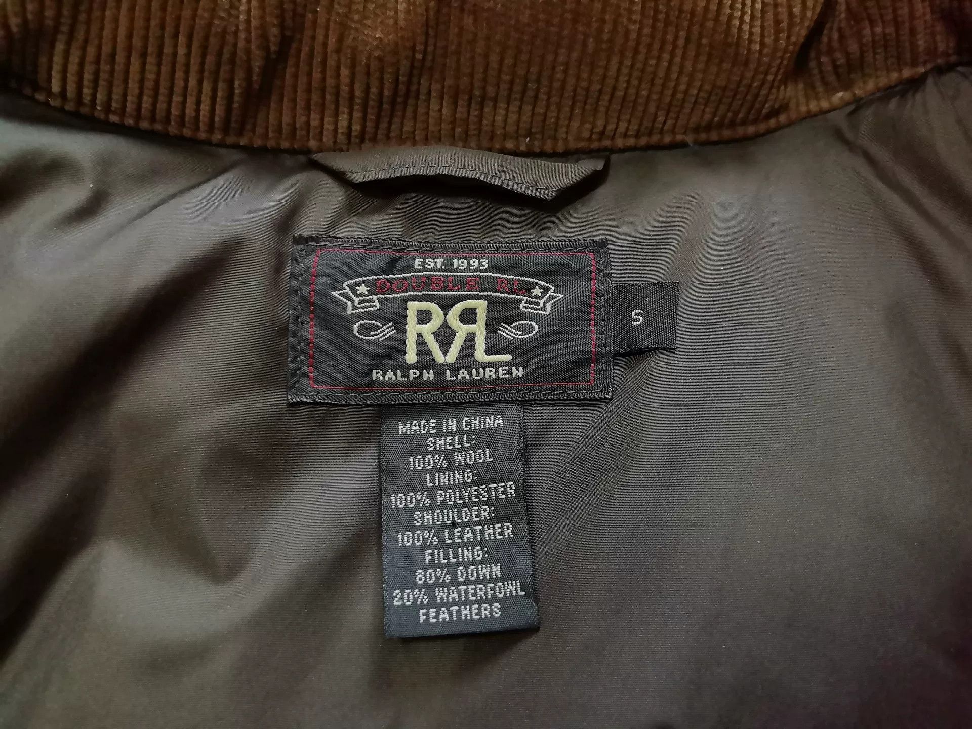 RRL Ralph Lauren RRL Double RL Vintage Wool Leather Down Jacket Size US S / EU 44-46 / 1 - 6 Thumbnail