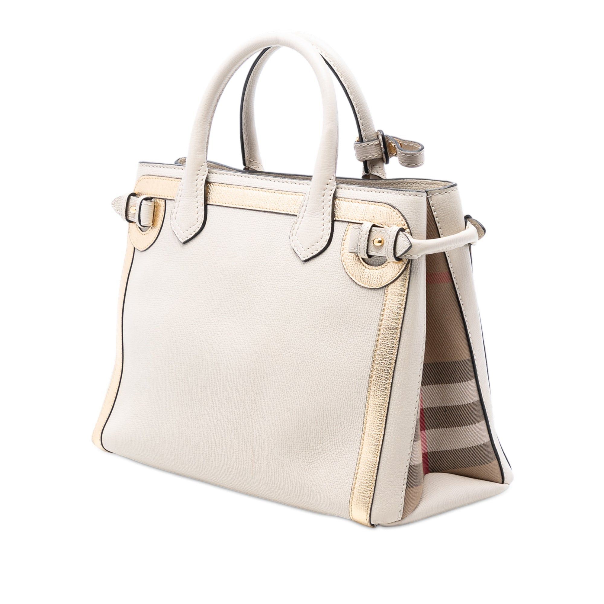 Burberry Medium Bicolor Leather and House Check Banner Satchel Size ONE SIZE - 2 Thumbnail