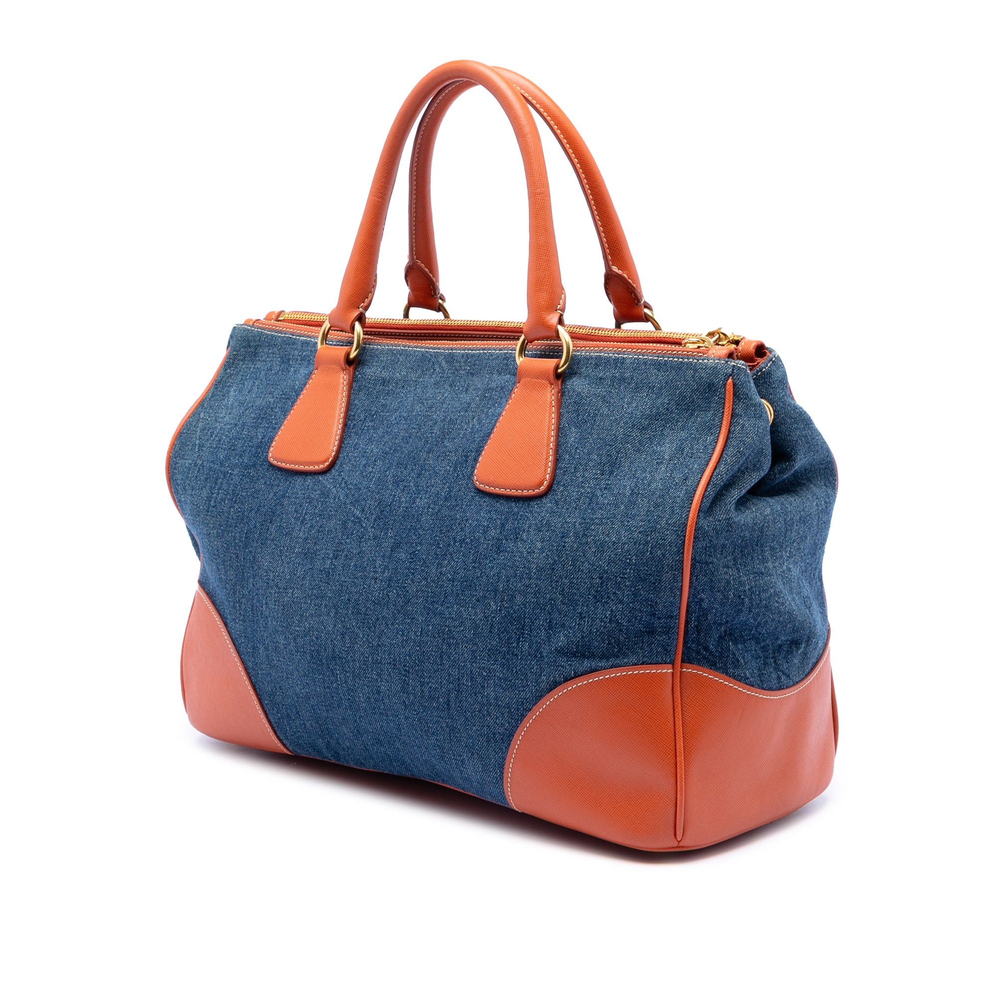 Prada Saffiano Trimmed Denim Handbag Size ONE SIZE - 2 Thumbnail