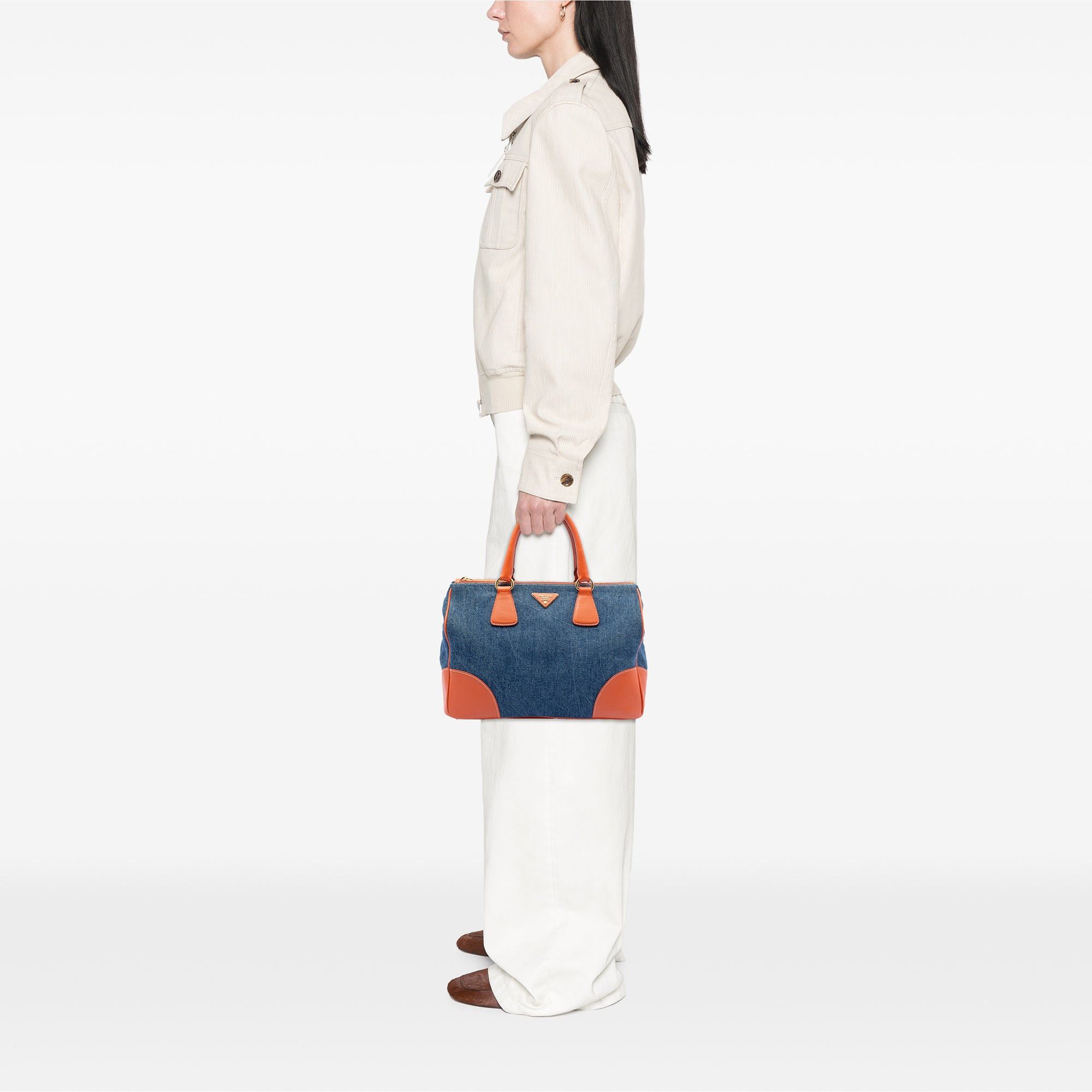 Prada Saffiano Trimmed Denim Handbag Size ONE SIZE - 6 Thumbnail
