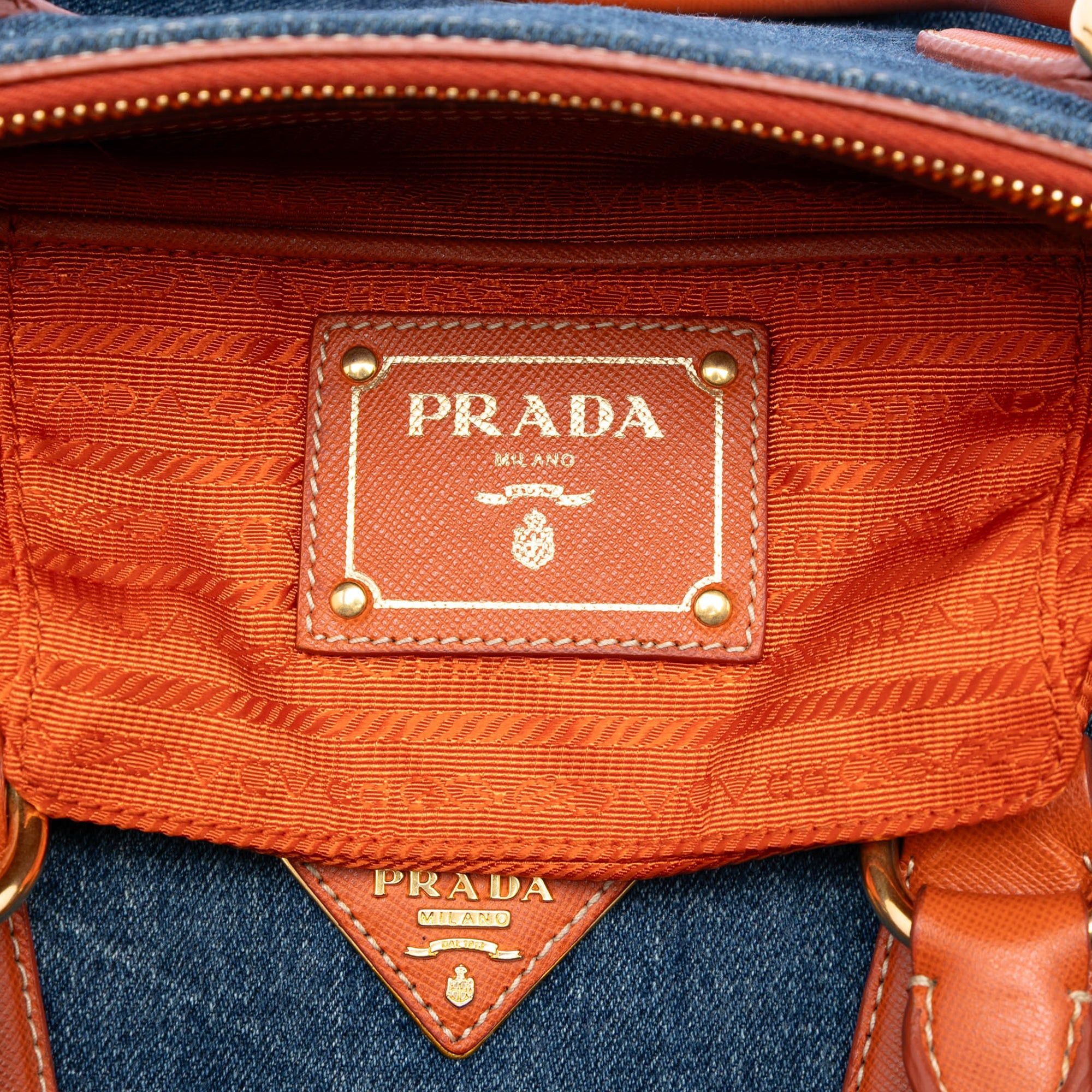 Prada Saffiano Trimmed Denim Handbag Size ONE SIZE - 5 Thumbnail