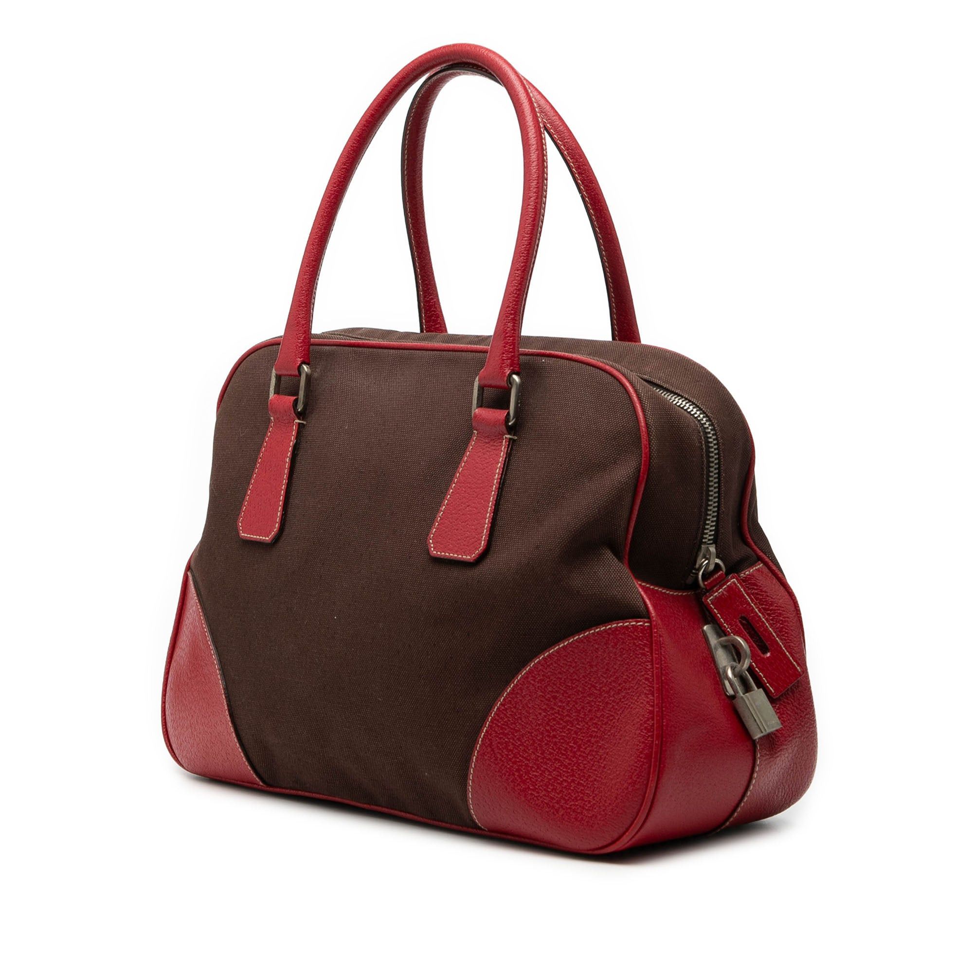 Prada Cinghiale Trimmed Canvas Canapa Bauletto Bag Size ONE SIZE - 2 Thumbnail